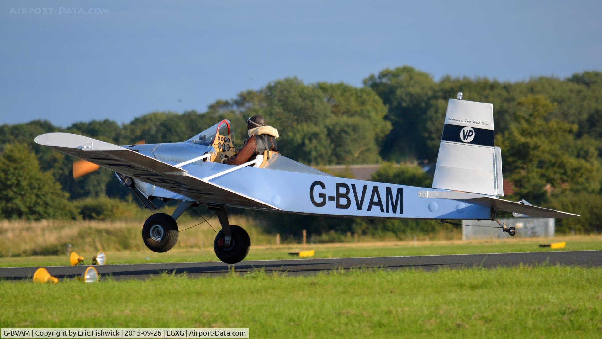 G-BVAM, 1993 Evans VP-1 Volksplane C/N PFA 062-12132, 1. G-BVAM departing The Yorkshire Air Show, Church Fenton, Sept. 2015.