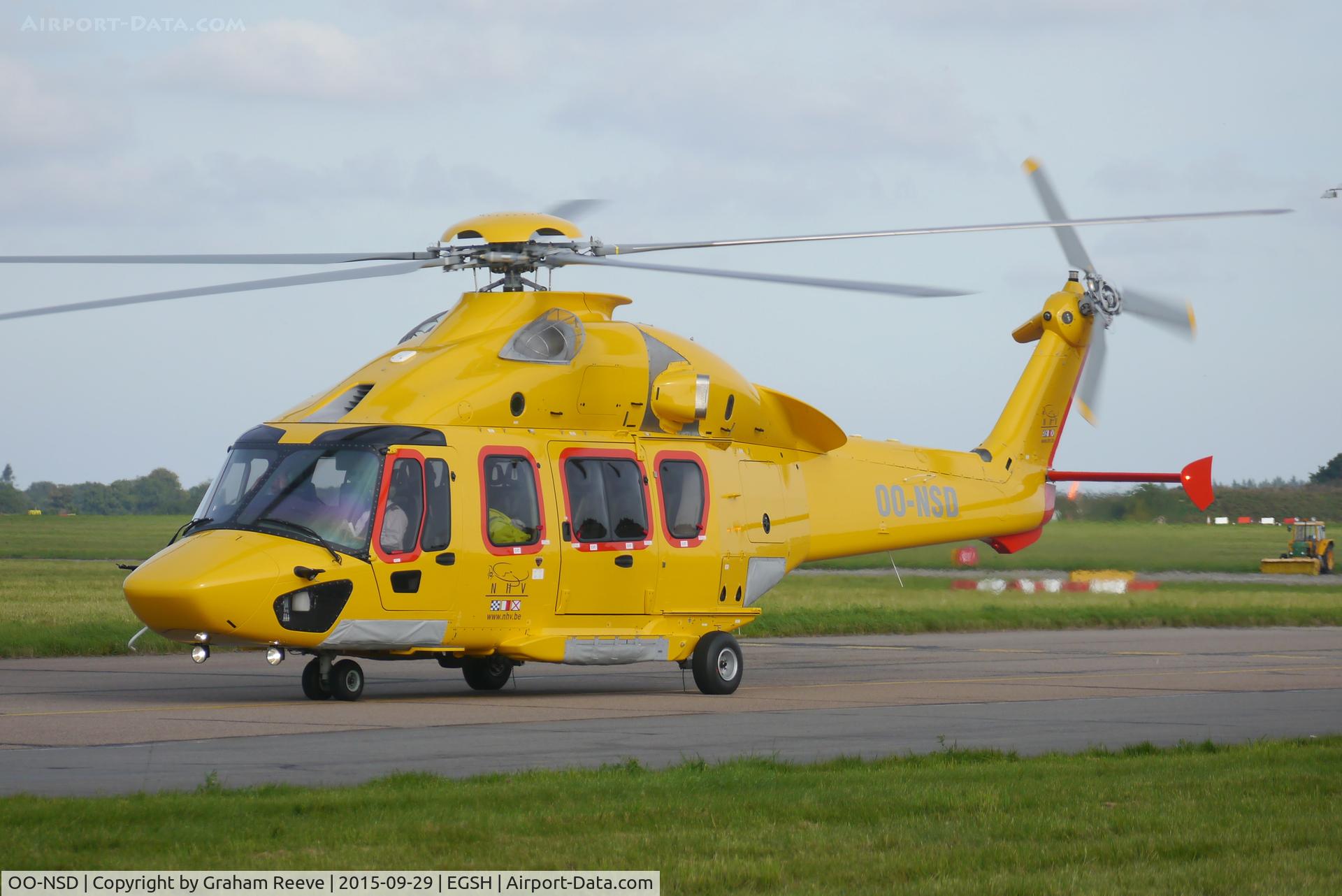 OO-NSD, 2015 Airbus Helicopters EC-175B C/N 5006, Just landed at Norwich.