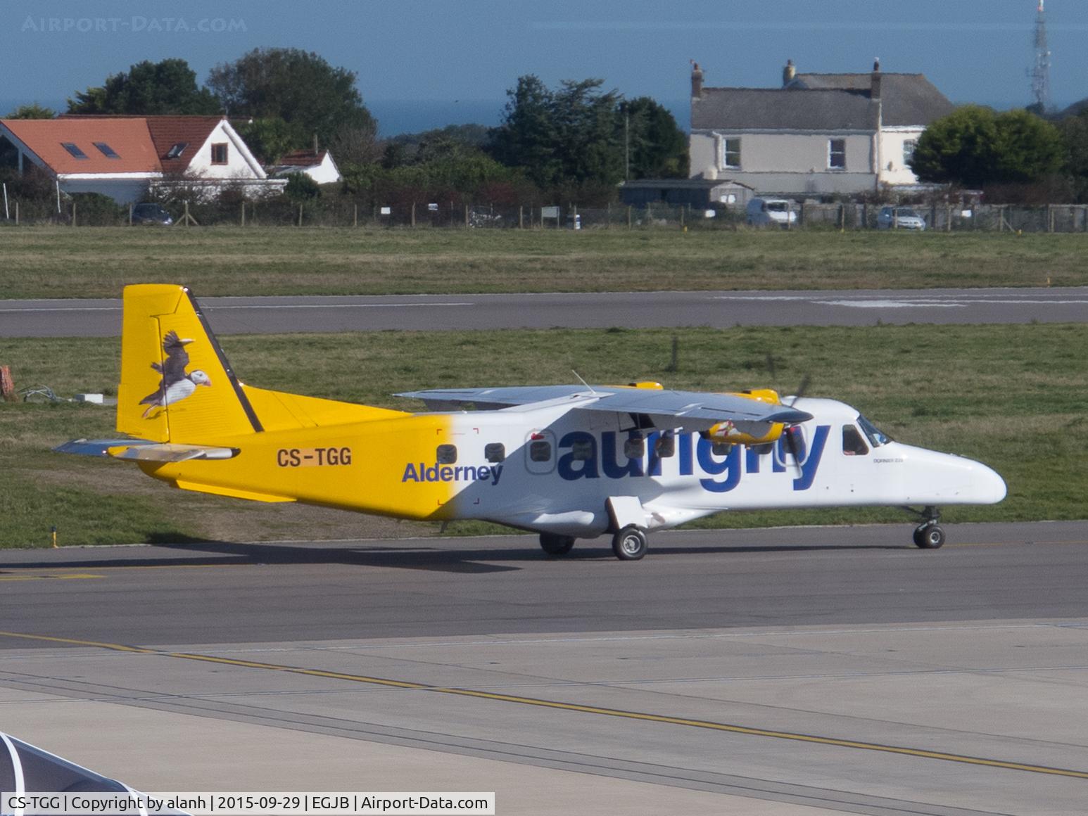 CS-TGG, 1988 Dornier 228-202 C/N 8160, Taxying to stand at Guernsey (taken through the terminal windows)