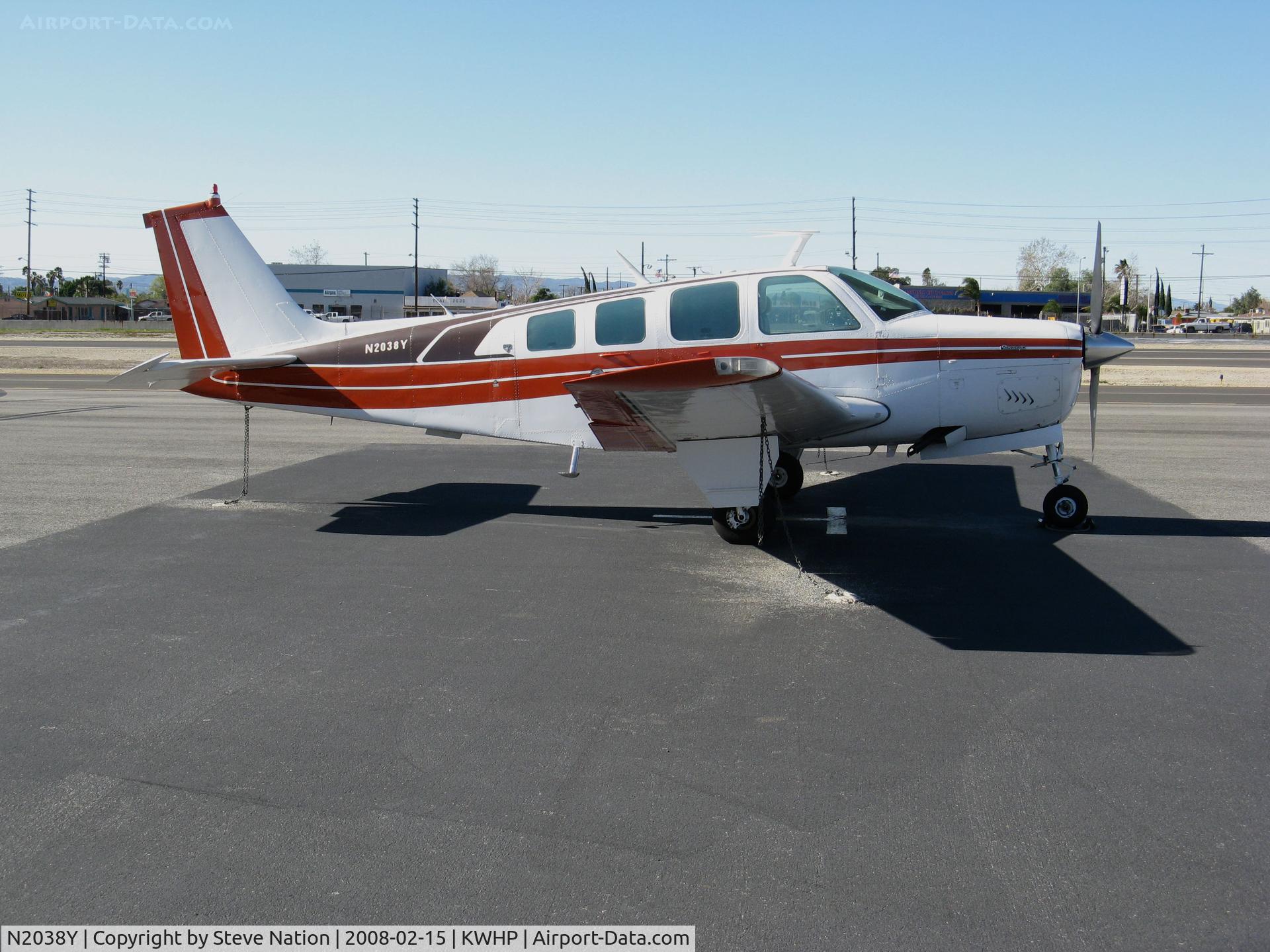 N2038Y, 1978 Beech A36 Bonanza 36 C/N E-1376, 1978 Beech A36 @ Whiteman Airport, Pacoima CA (now registered to owner in Missouri)