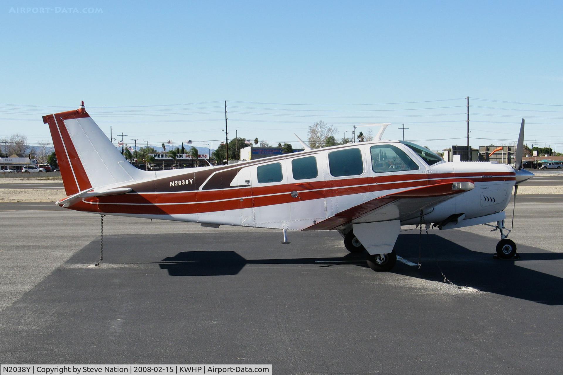 N2038Y, 1978 Beech A36 Bonanza 36 C/N E-1376, 1978 Beech A36 @ Whiteman Airport, Pacoima CA (now registered to owner in Missouri)