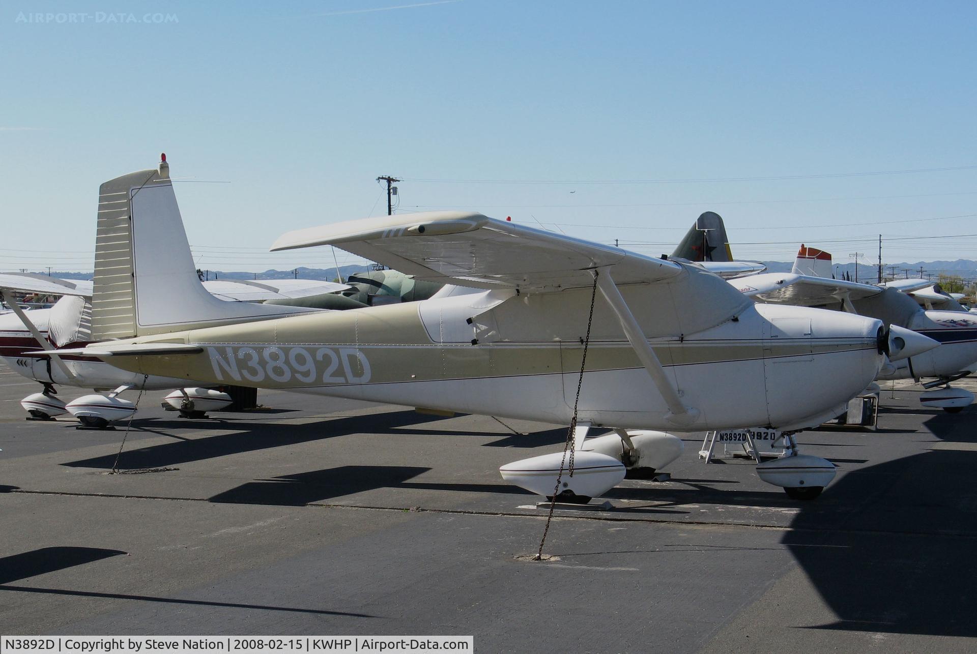 N3892D, 1957 Cessna 182A Skylane C/N 34592, Straight tail 1957 Cessna 182A with cockpit cover @ Whiteman Airport, Pacoima CA