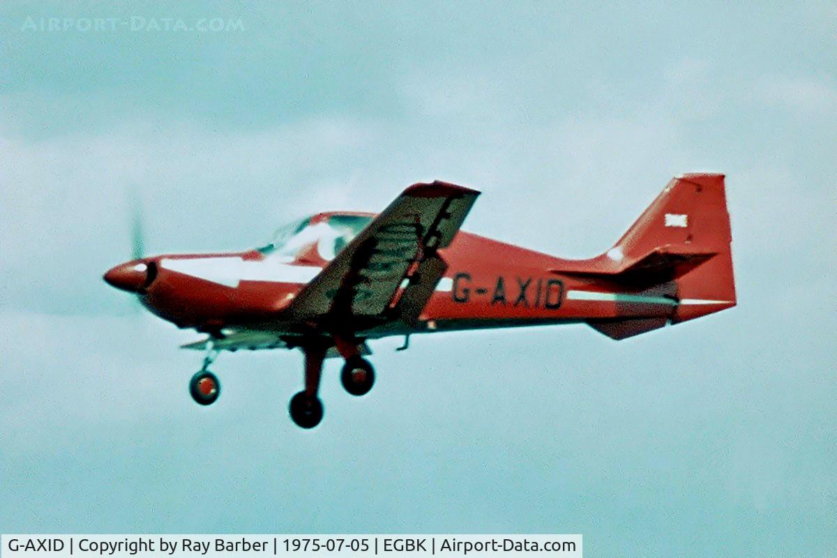 G-AXID, 1969 Beagle B-121 Pup Series 2 (Pup 150) C/N B121-086, Beagle B.121 Pup 150 [B121-086] Sywell~G 05/07/1975. From a slide .Not the best of images.