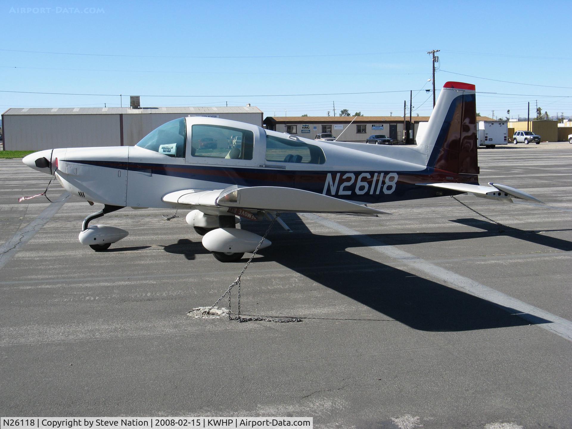 N26118, 1977 Grumman American AA-5A Cheetah C/N AA5A0440, 1977 Grumman American AA-5A Cheetah @ Whiteman Airport, Pacoima CA (now registered to owner in Idaho)