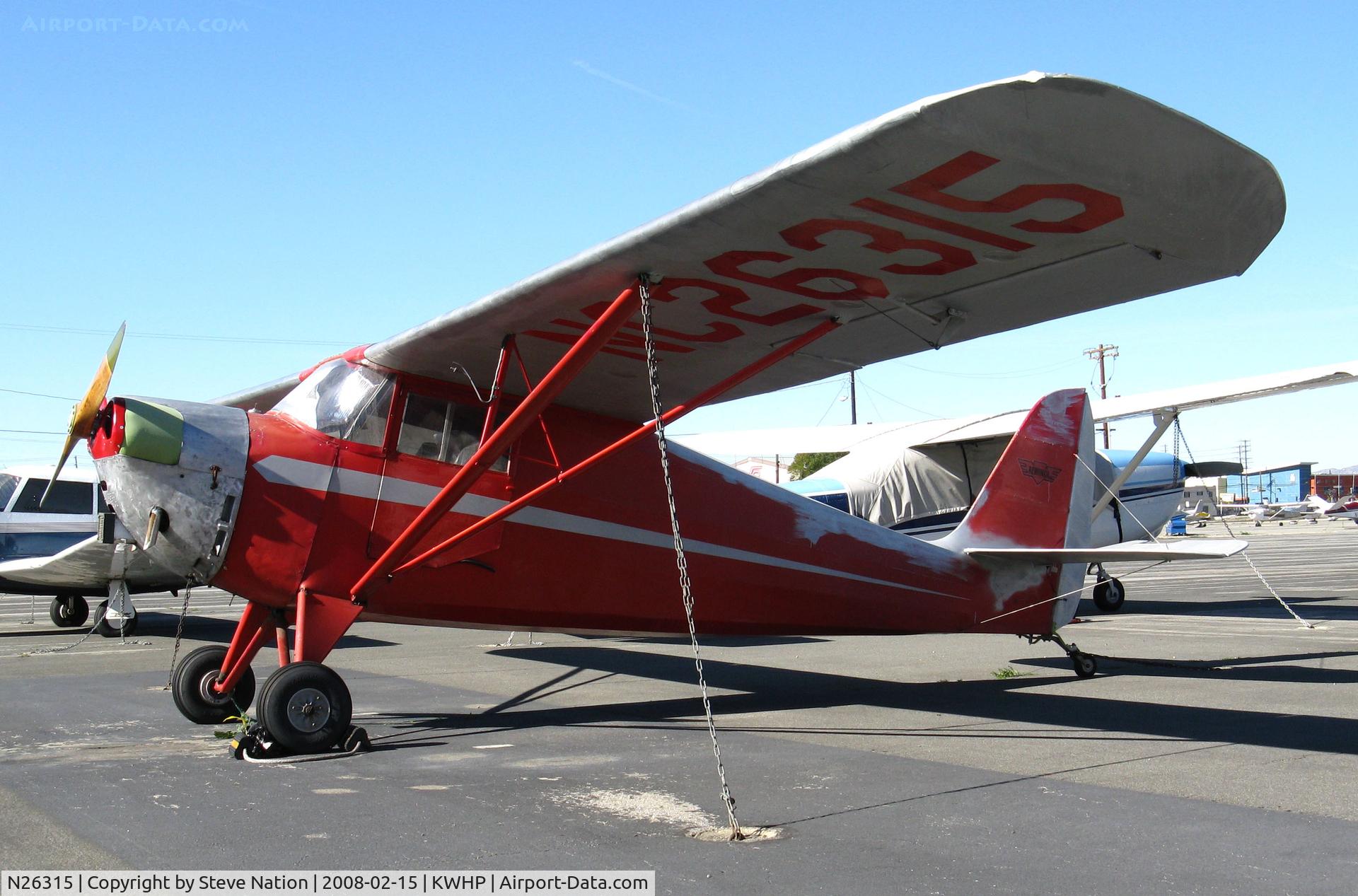 N26315, 1940 Aeronca 65-LA C/N LA-7810, 1940 Aeronca 65-LA carrying NC26315 @ Whiteman Airport, Pacoima CA (now registered to owner in Texas)
