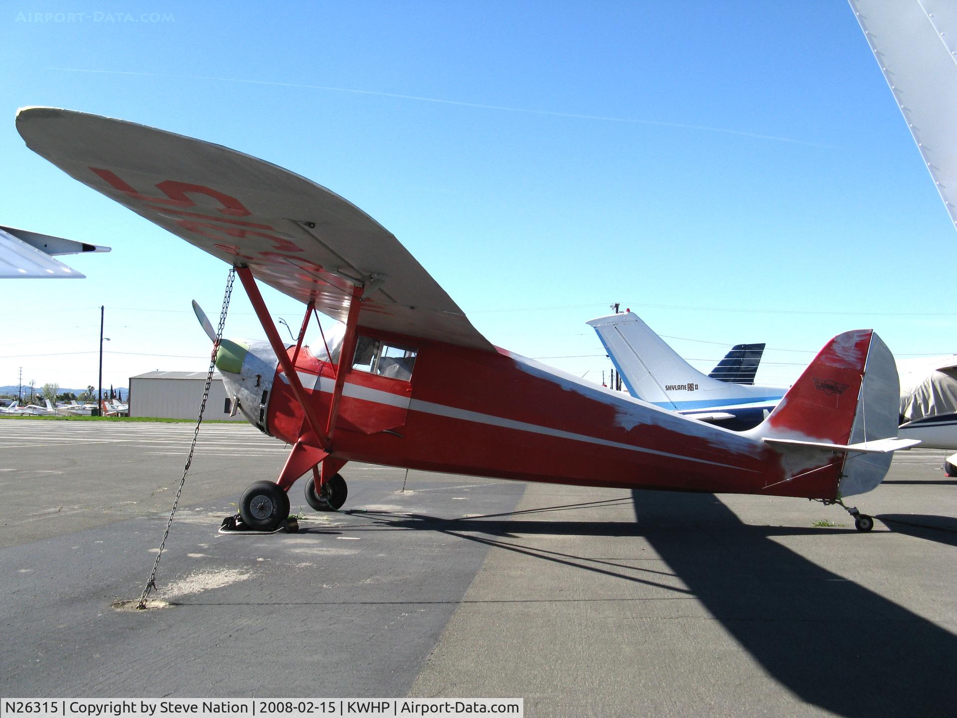 N26315, 1940 Aeronca 65-LA C/N LA-7810, 1940 Aeronca 65-LA carrying NC26315 @ Whiteman Airport, Pacoima CA (now registered to owner in Texas)