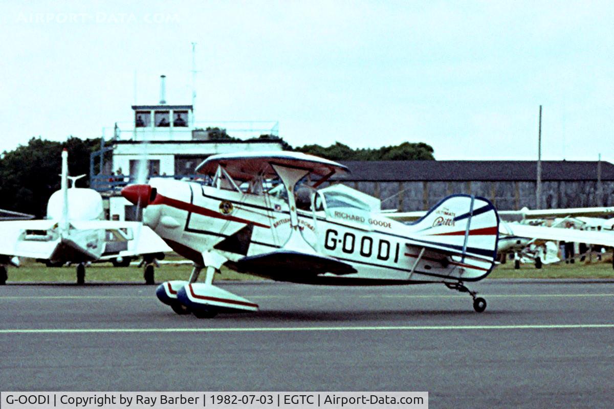 G-OODI, 1977 Pitts S-1D Special C/N KH1, Pitts S-1D Special [KH.1] Cranfield~G 03/07/1982. From a slide.
