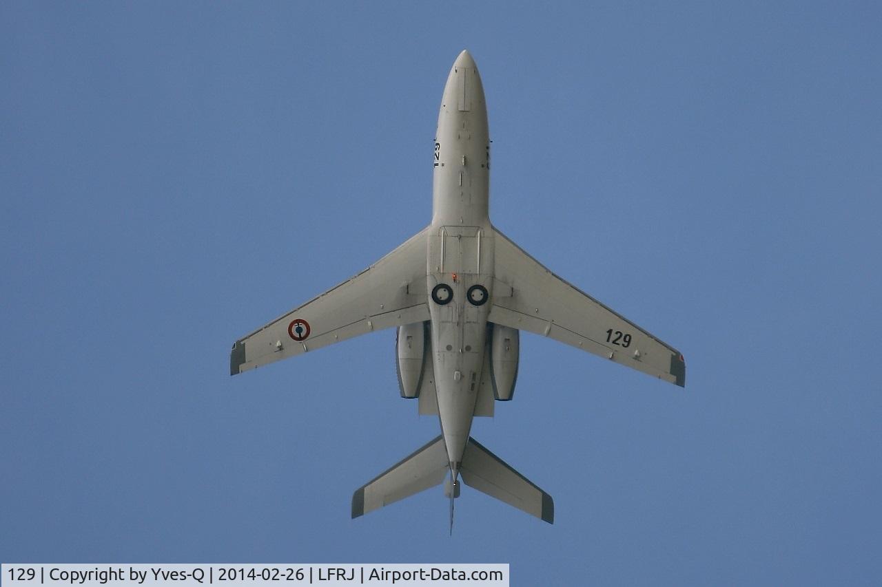 129, 1978 Dassault Falcon 10MER C/N 129, Dassault Falcon 10 MER, Vertically, Along rwy axis, Landivisiau Naval Air Base ( LFRJ)