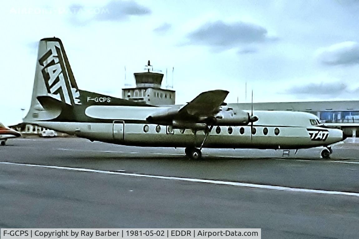 F-GCPS, 1968 Fairchild Hiller FH-227B C/N 546, Fairchild Hiller FH-227B [546] (TAT) Saarbrucken~D 02/05/1981. From a slide.