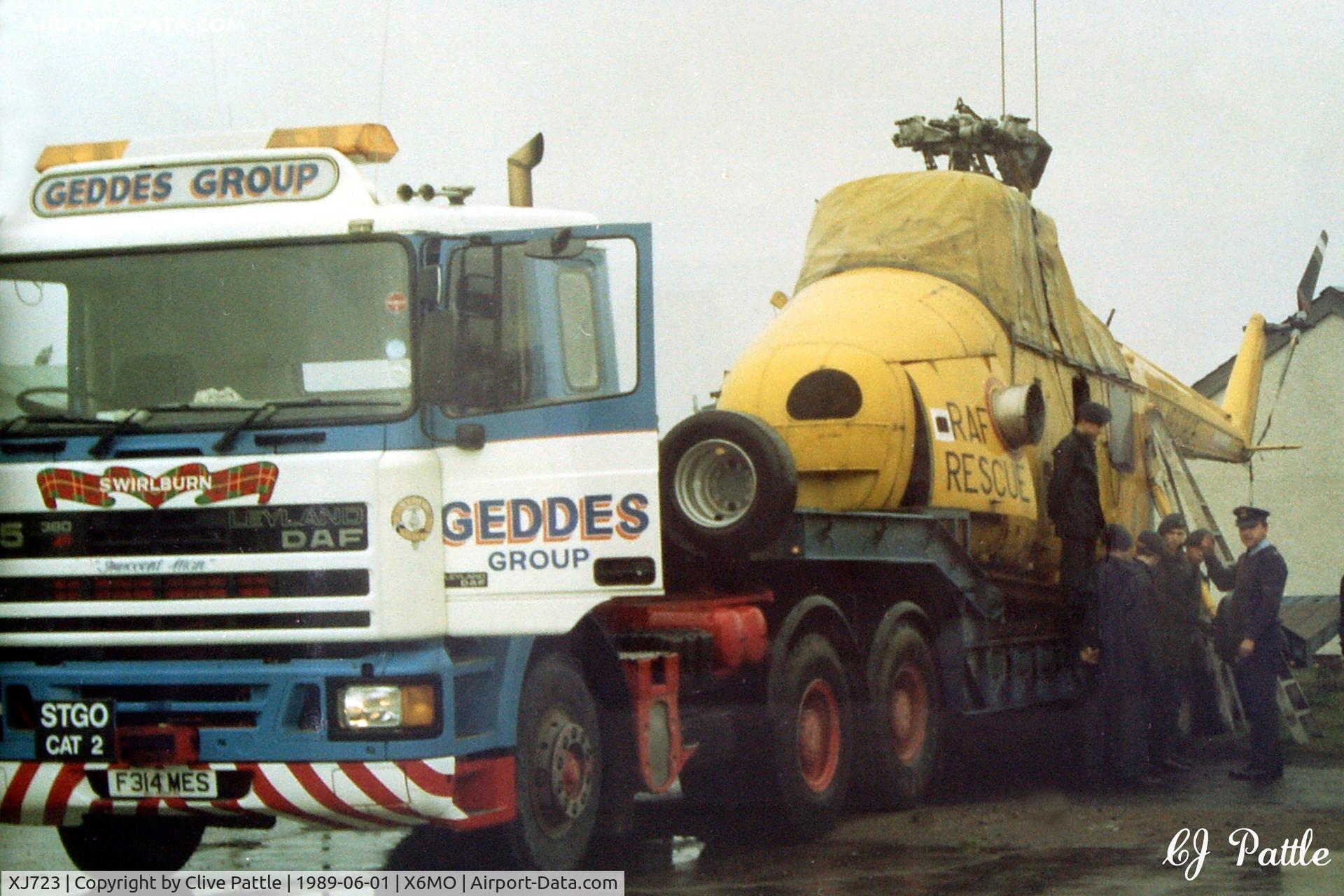 XJ723, 1955 Westland Whirlwind HAR.10 C/N WA94, Members of 2288 (Montrose) Sqn ATC, take delivery of the donation of XJ723 from the local Offshore Trg Base (now Petrofac) - The helicopter acted as Gate Guard for a number of years before loaned to Montrose Aerodrome Museum Society.
