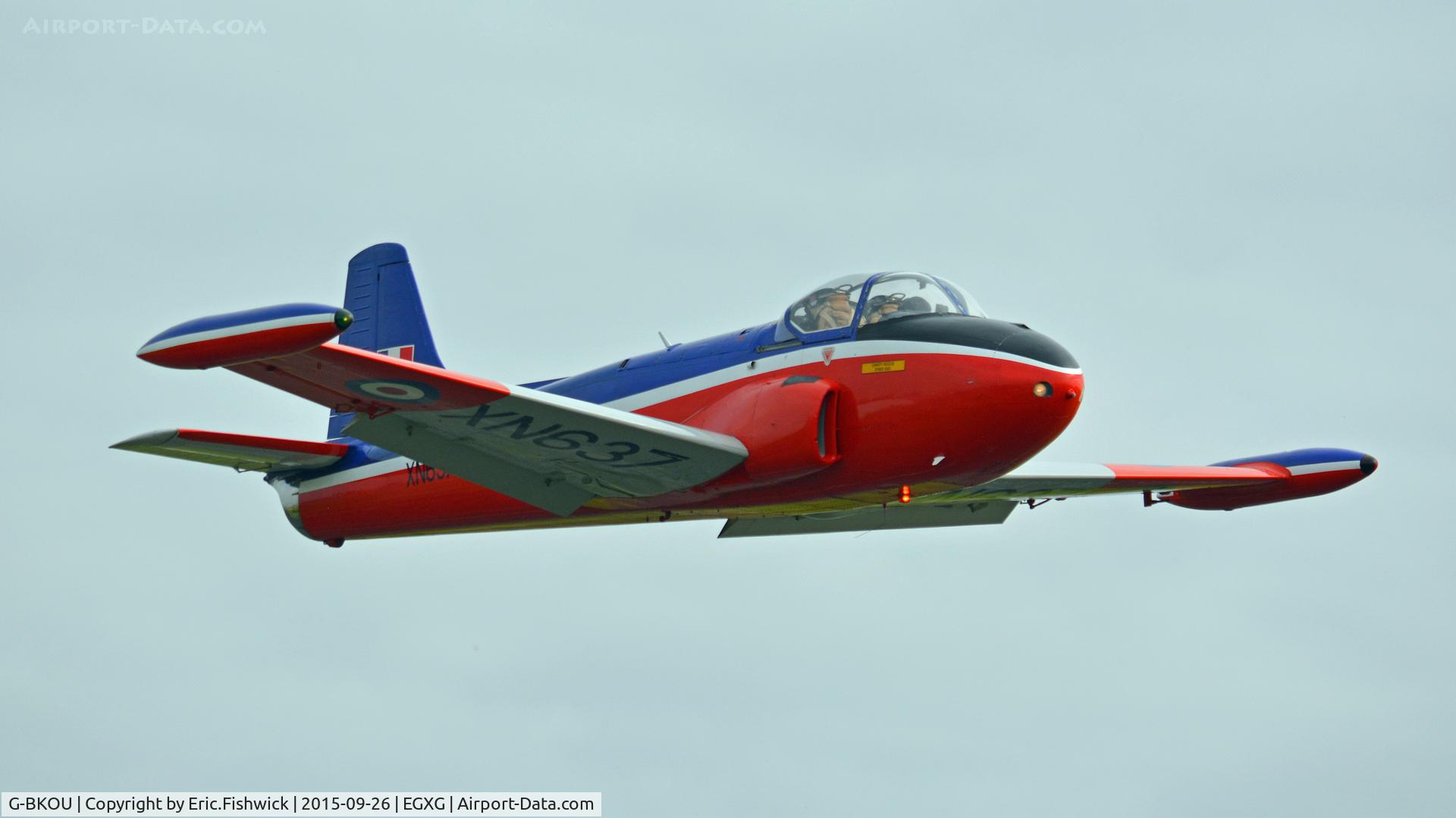G-BKOU, 1961 Hunting P-84 Jet Provost T.3 C/N PAC/W/13901, 43. XN637 in display mode at The Yorkshire Air Show, Church Fenton, Sept. 2015.