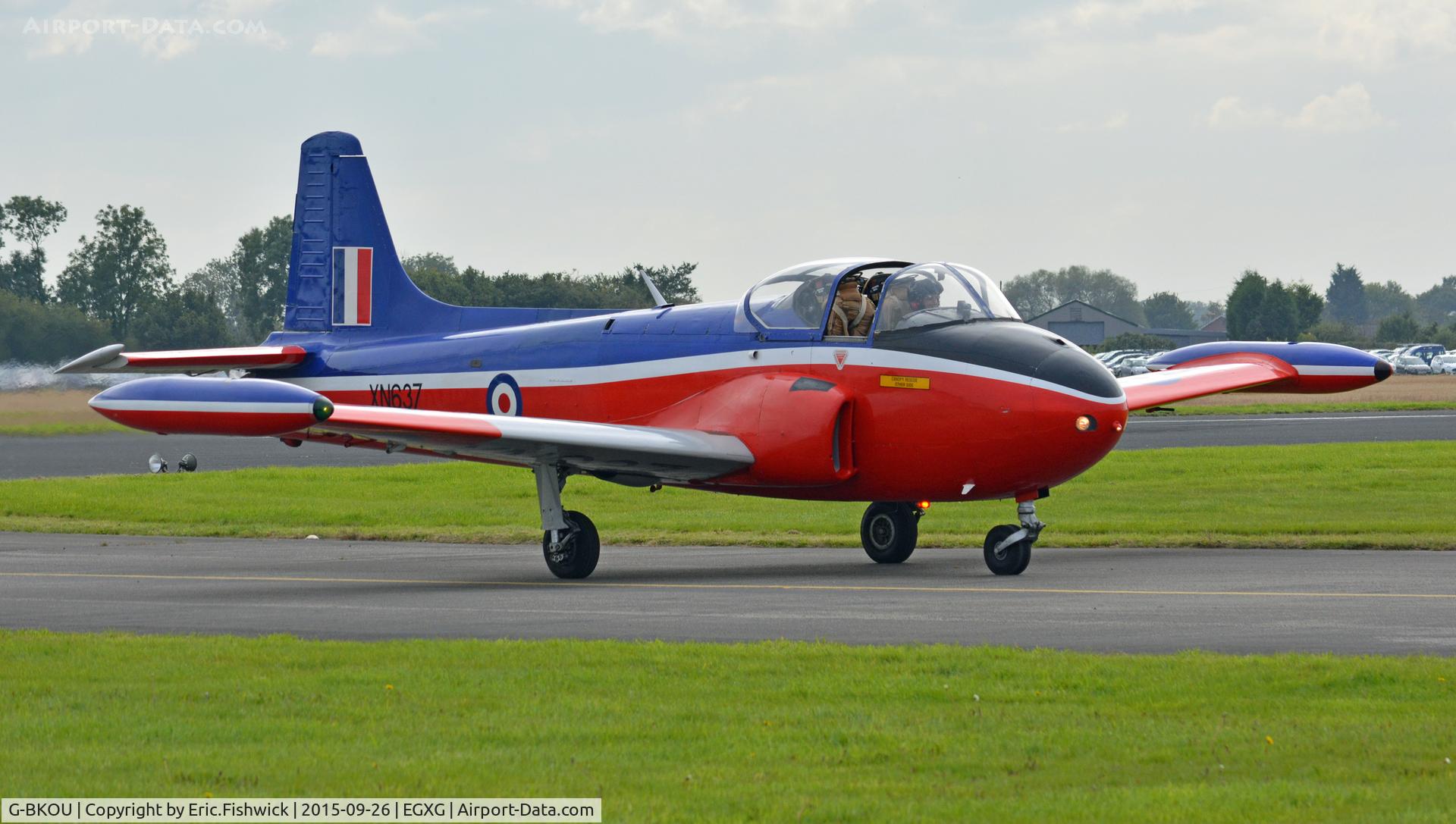 G-BKOU, 1961 Hunting P-84 Jet Provost T.3 C/N PAC/W/13901, 3. XN637 at The Yorkshire Air Show, Church Fenton, Sept. 2015.