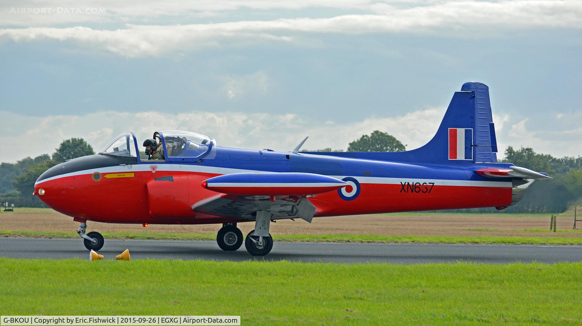 G-BKOU, 1961 Hunting P-84 Jet Provost T.3 C/N PAC/W/13901, x. XN637 at The Yorkshire Air Show, Church Fenton, Sept. 2015.
