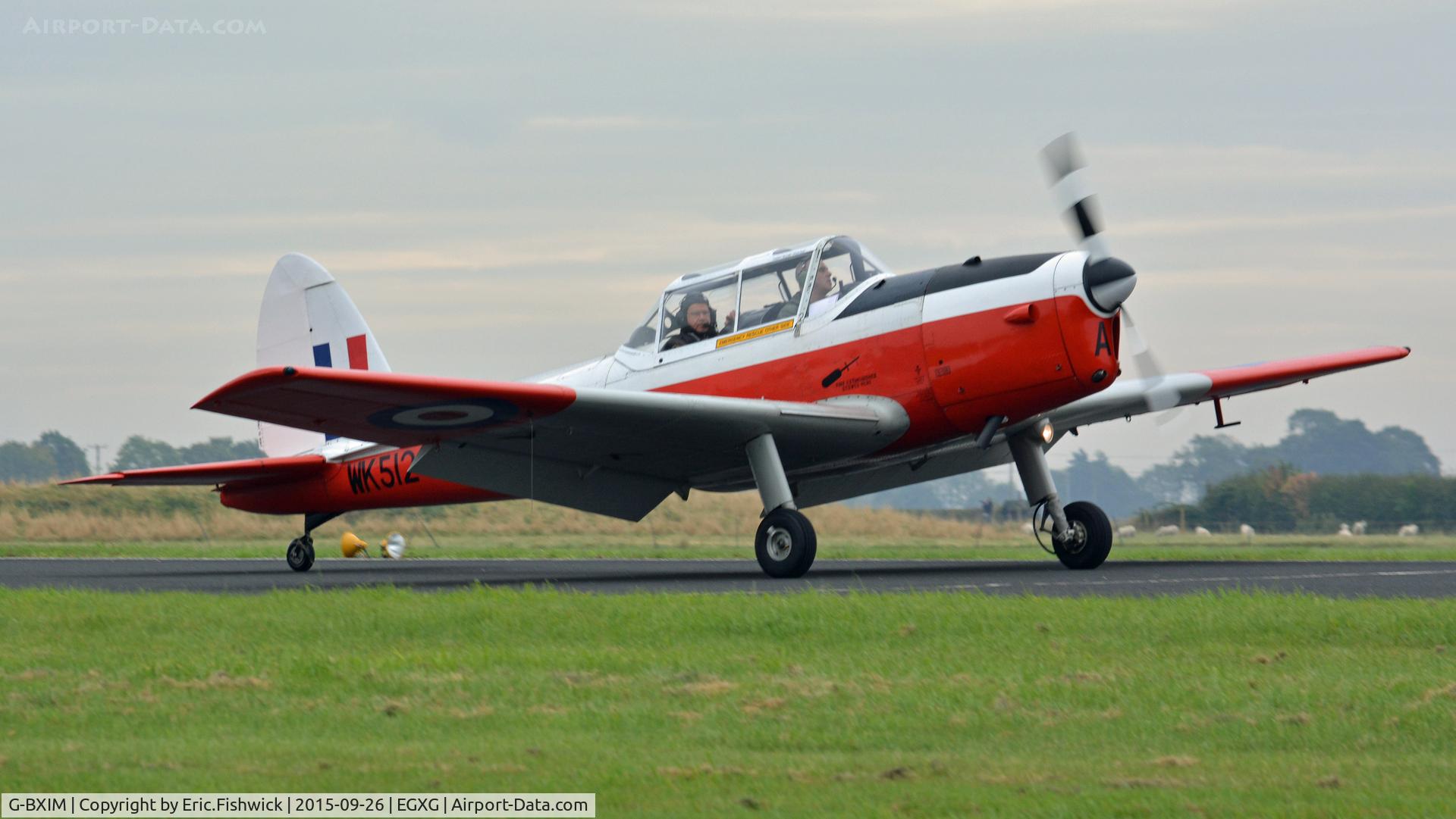 G-BXIM, 1951 De Havilland DHC-1 Chipmunk 22 C/N C1/0548, 3. WK512 arriving at The Yorkshire Air Show, Church Fenton, Sept. 2015.