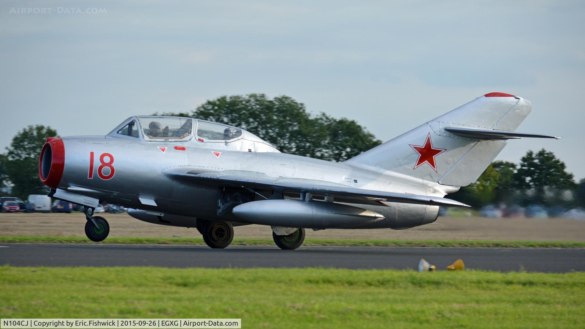 N104CJ, 1952 PZL-Mielec SBLim-2 (MiG-15UTI) C/N 1A01004, 1. N104CJ departing The Yorkshire Air Show, Church Fenton, Sept. 2015.