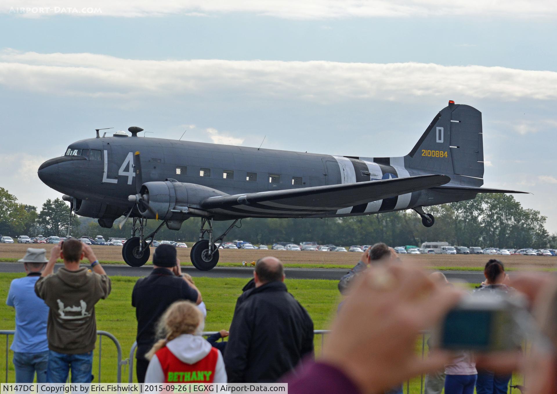 N147DC, 1943 Douglas C-47A-75-DL Skytrain C/N 19347, 4. 2100884 preparing to display at The Yorkshire Air Show, Church Fenton, Sept. 2015.