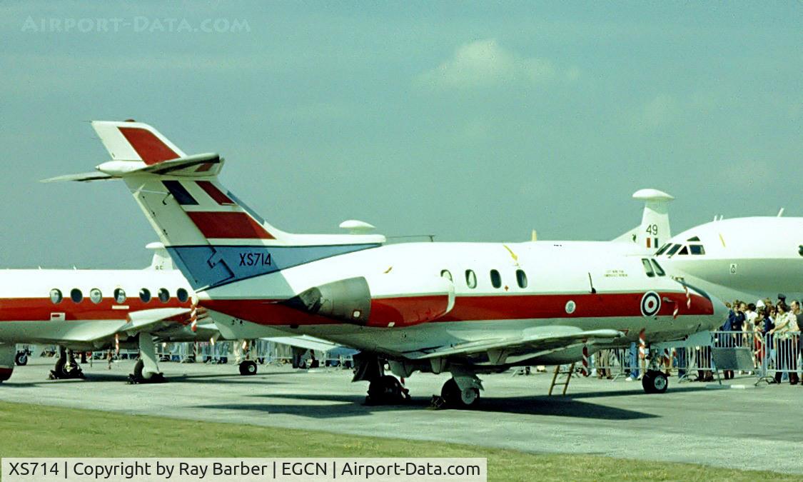 XS714, 1965 Hawker Siddeley HS.125 Dominie T.1 C/N 25054, XS714   Hawker Siddeley 125 Dominie T.1 [25054] (Royal Air Force) RAF Finningley~G 30/07/1977. From a slide.