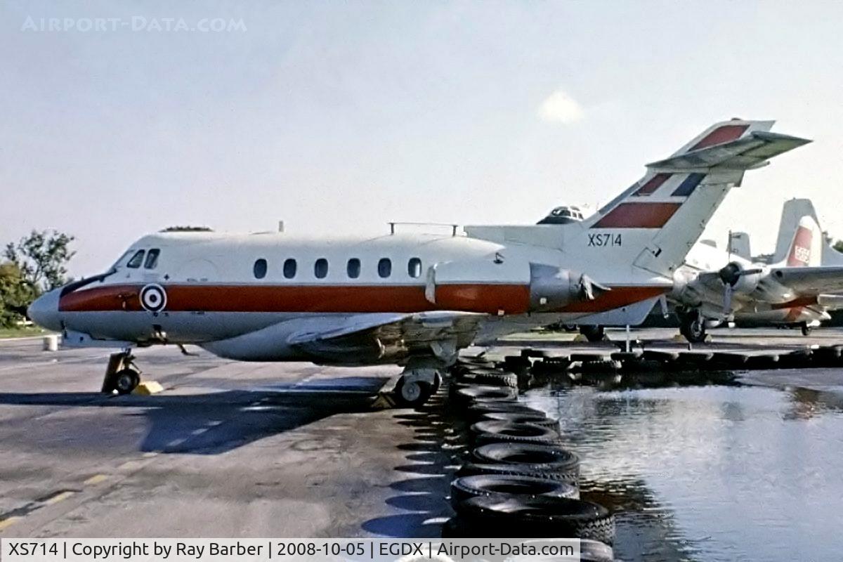 XS714, 1965 Hawker Siddeley HS.125 Dominie T.1 C/N 25054, Hawker Siddeley 125 Dominie T.1 [25054] (Royal Air Force) RAF St Athan~G 20/09/1975. From a slide.
