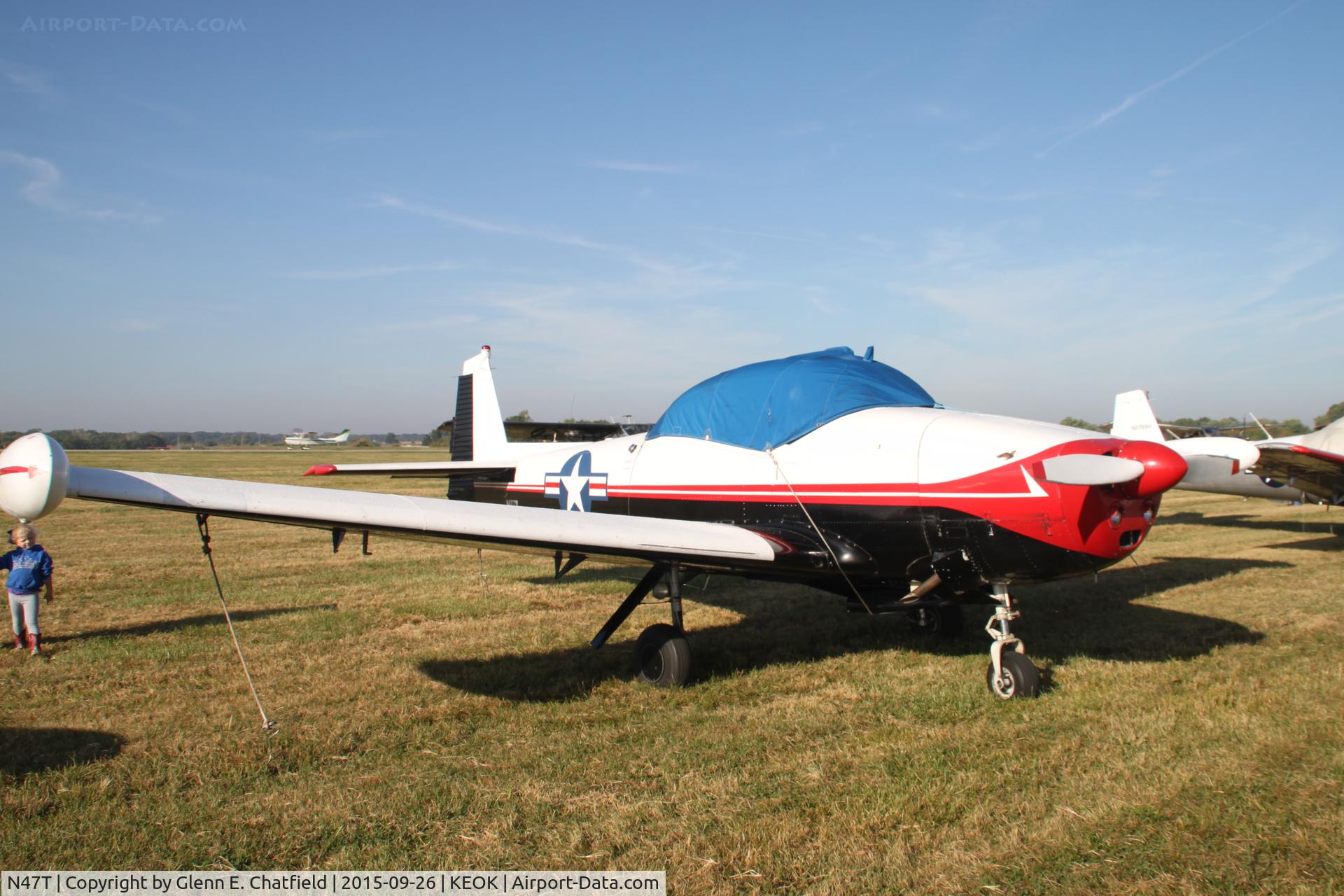 N47T, 1947 North American Navion (NA-145) C/N NAV-4-685, At the L-bird fly-in.  Call sign on the plane showed N47TW, but FAA shows N47T.   hmmm.