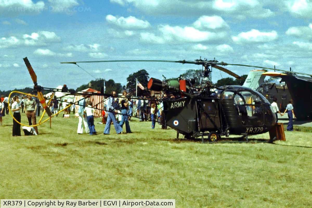 XR379, 1961 Sud Aviation Alouette AH.2 C/N 1583, Sud Aviation SE.3130 Alouette AH.2 [1583] (Army Air Corp) RAF Greenham Common~G  01/08/1976. From a slide.