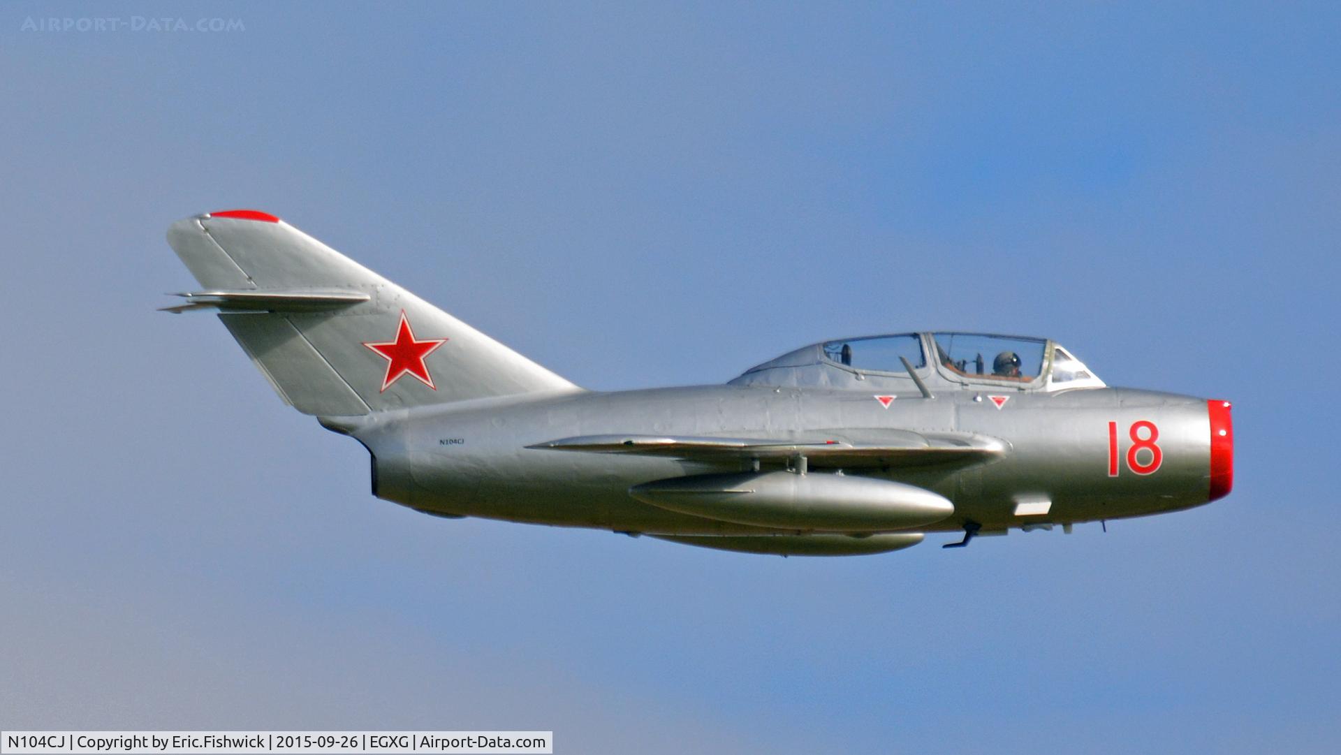 N104CJ, 1952 PZL-Mielec SBLim-2 (MiG-15UTI) C/N 1A01004, x. N104CJ in display mode at The Yorkshire Air Show, Church Fenton, Sept. 2015.