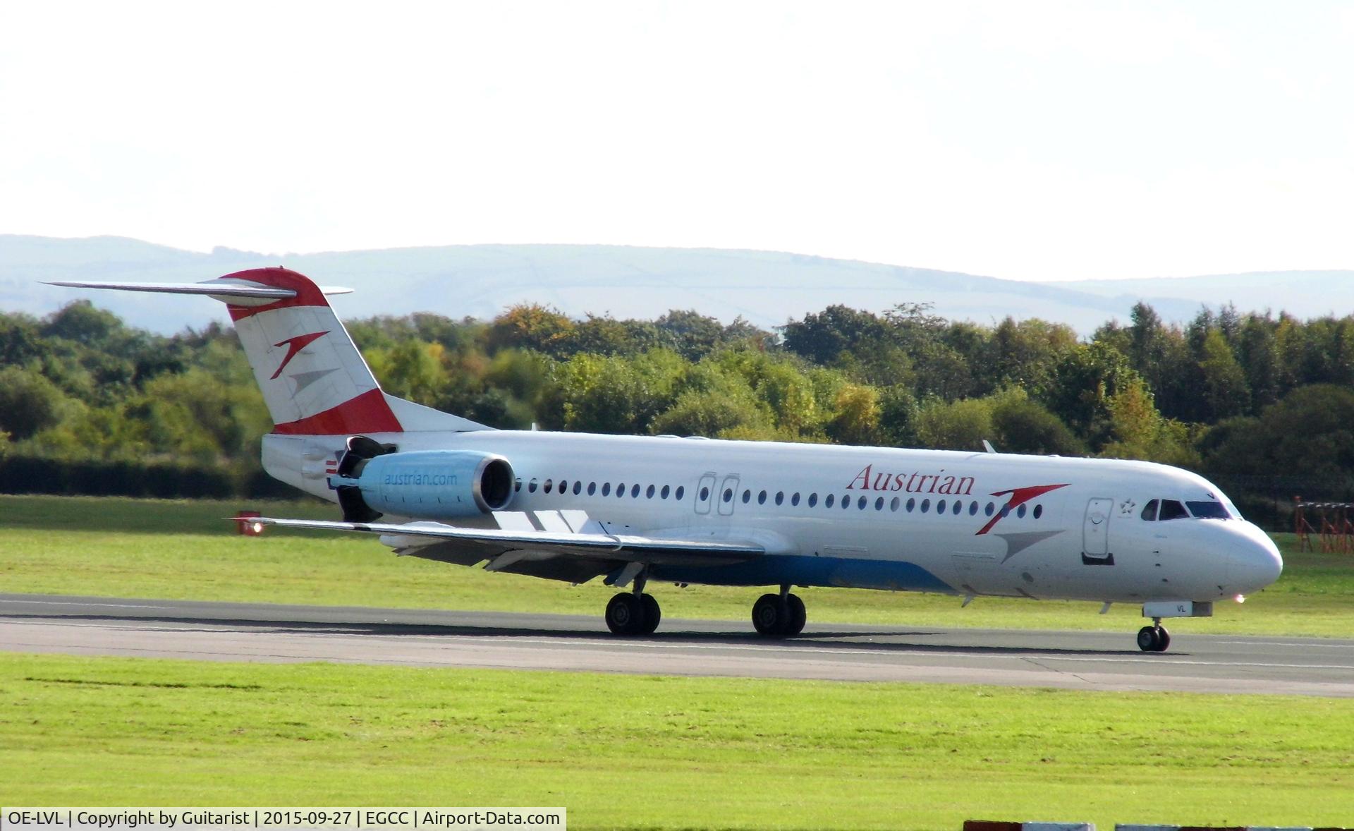 OE-LVL, 1992 Fokker 100 (F-28-0100) C/N 11404, At Manchester