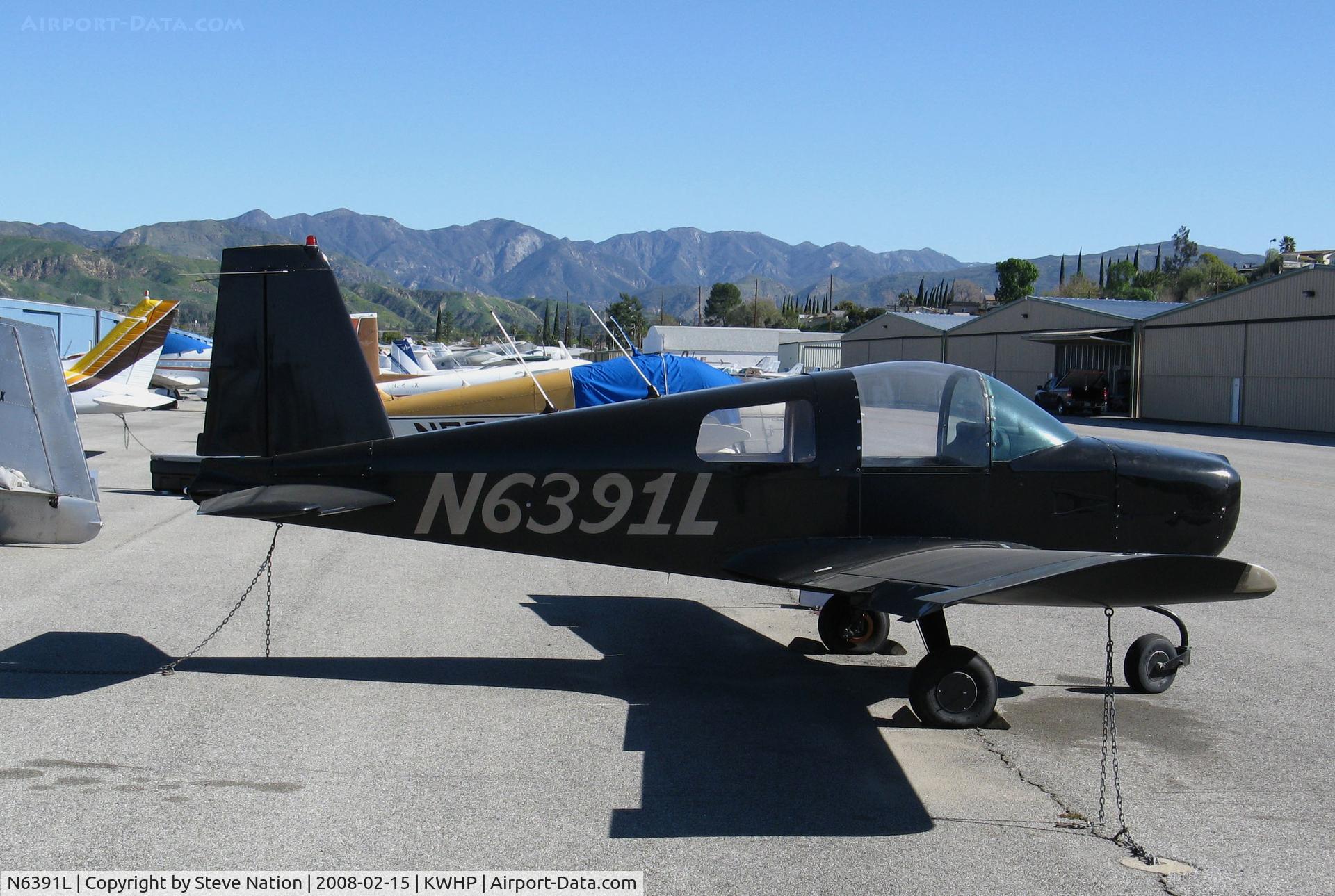 N6391L, 1972 American Aviation AA-1A Trainer C/N AA1A-0391, All black 1972 American Aviation AA-1A minus prop @ Whiteman Airport, Pacoima, CA