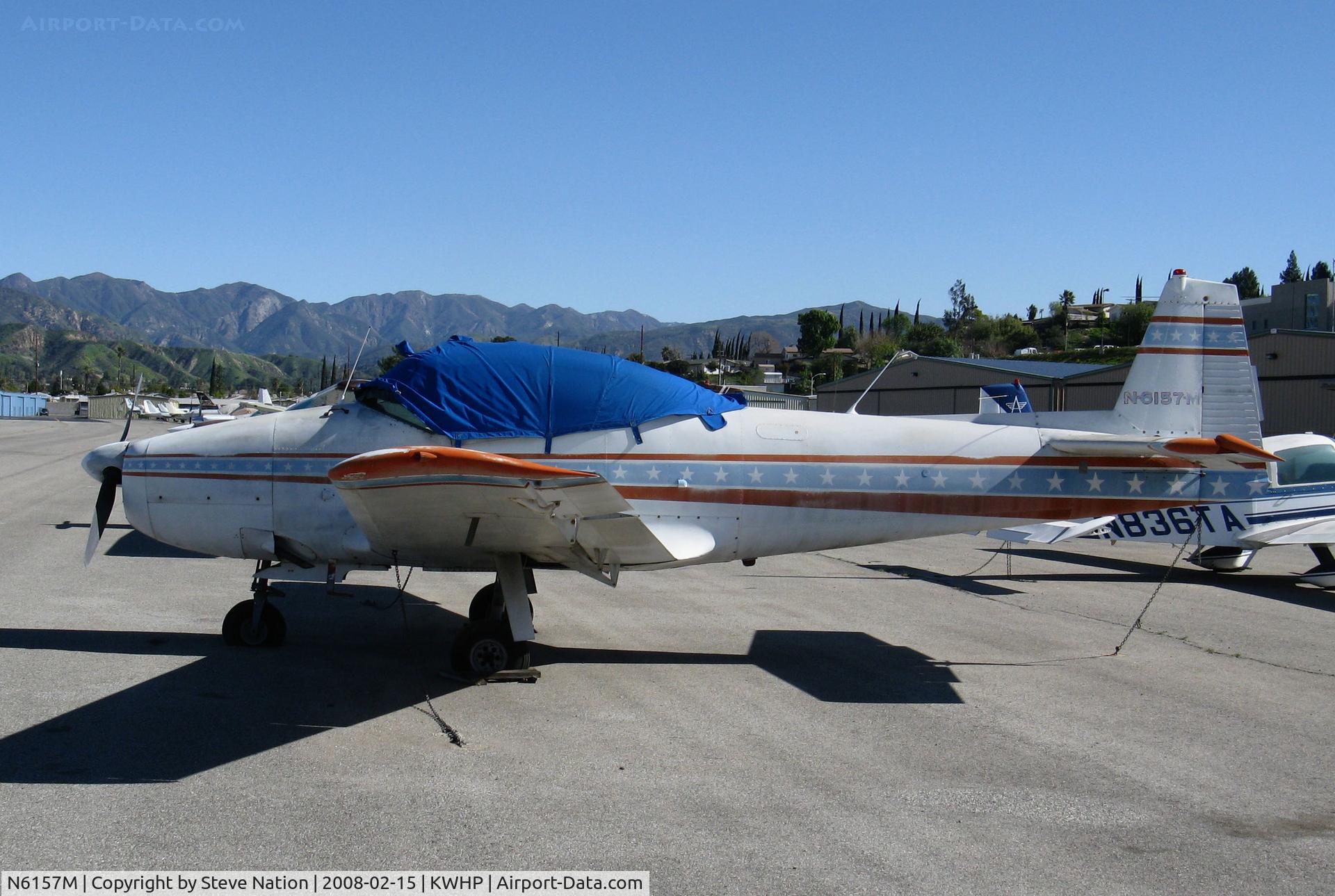 N6157M, 1948 Ryan Navion C/N NAV-4-1590, 1948 Ryan Navion with cockpit cover @ Whiteman Airport, Pacoima, CA