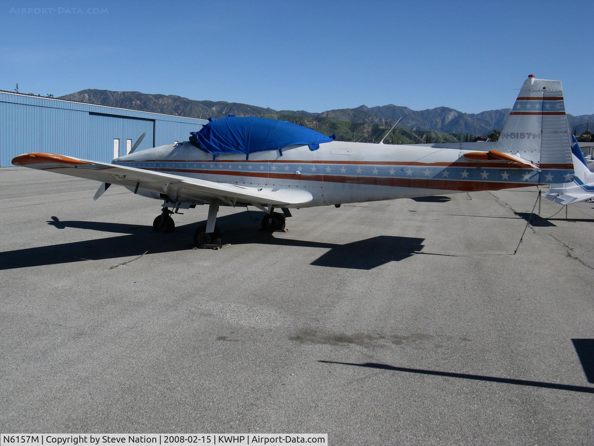 N6157M, 1948 Ryan Navion C/N NAV-4-1590, 1948 Ryan Navion with cockpit cover @ Whiteman Airport, Pacoima, CA