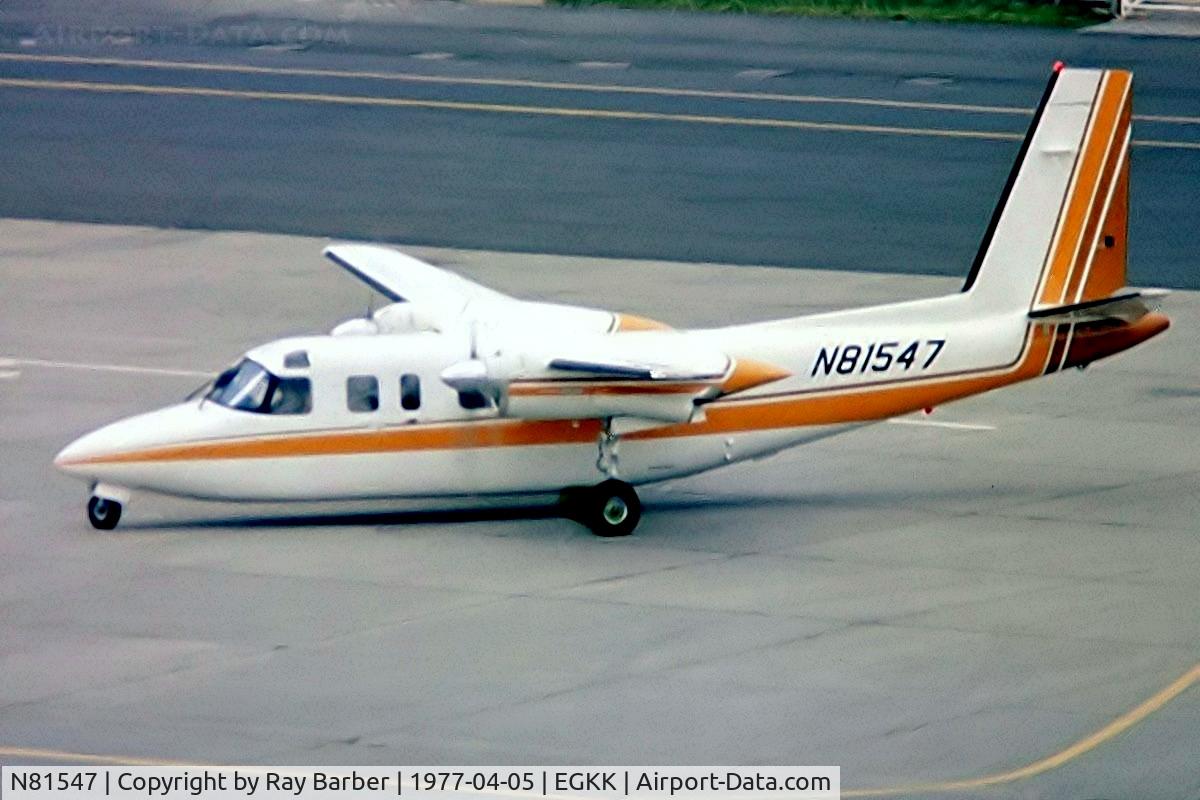 N81547, 1977 Rockwell 690B Turbo Commander C/N 11367, N81547   Rockwell Turbo Commander 690B [11367] Gatwick~G 05/04/1977. From a slide.
