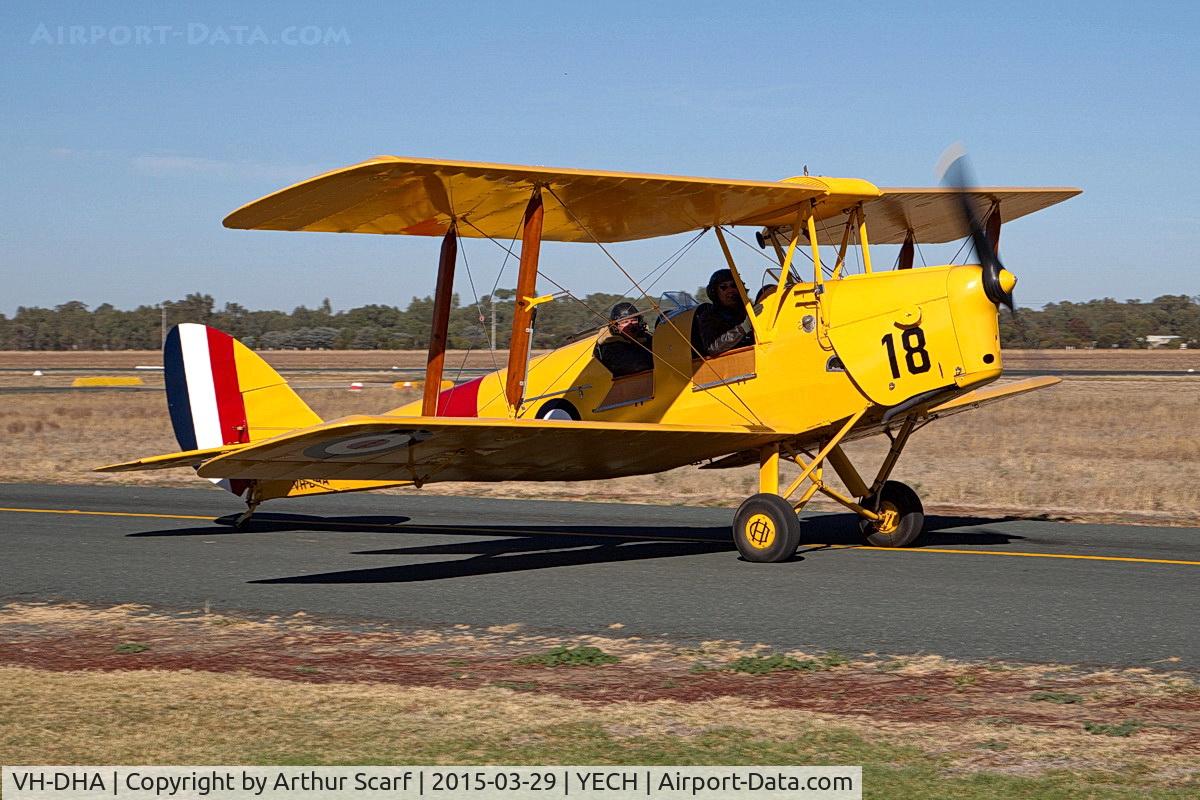 VH-DHA, 1942 De Havilland Australia DH-82A Tiger Moth C/N DHA941, AAAA fly in Echuca 2015
