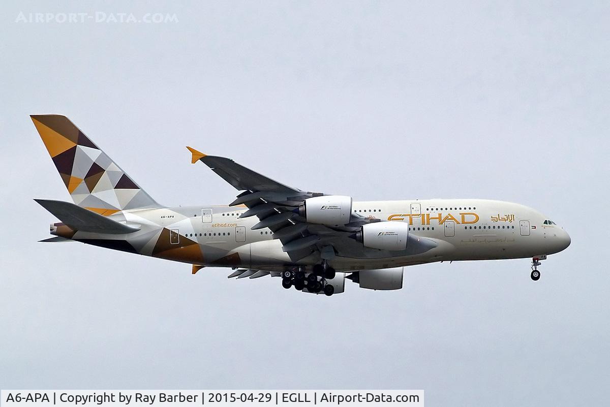 A6-APA, 2014 Airbus A380-861 C/N 166, Airbus A380-861 [166] (Etihad Airways) Home~G 29/04/2015. On approach 27L.