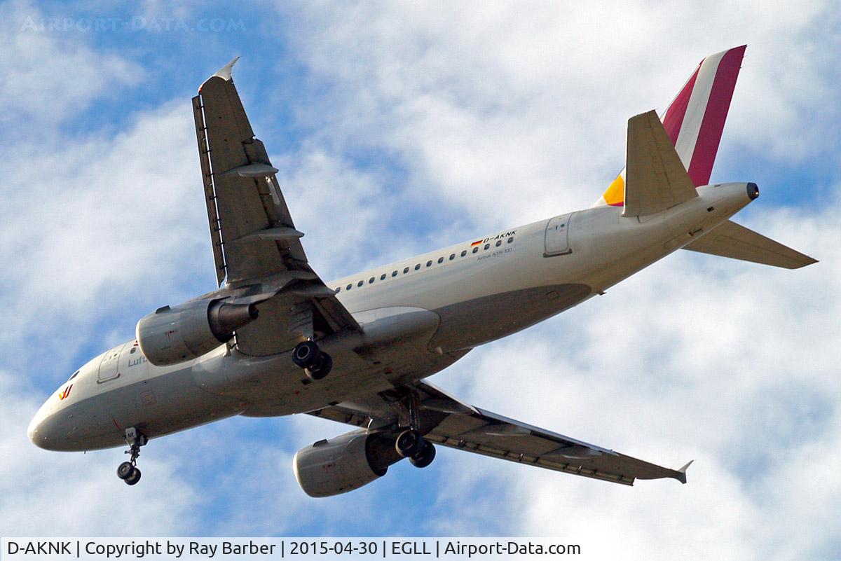 D-AKNK, 1999 Airbus A319-112 C/N 1077, Airbus A319-112 [1077] (Germanwings) Home~G 30/04/2015. On approach 27R.