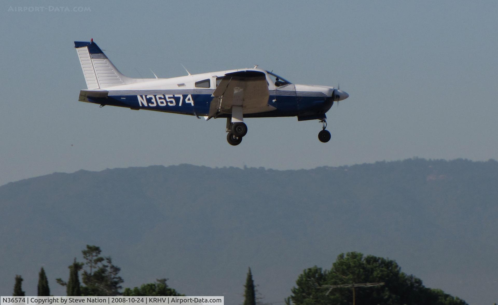 N36574, 1978 Piper PA-28R-201 Cherokee Arrow III C/N 28R-7837284, Nice Air 1978 Piper PA-28R-201 Cherokee Arrow III over the threshold @ Reid-Hillview Airport, San Jose, CA