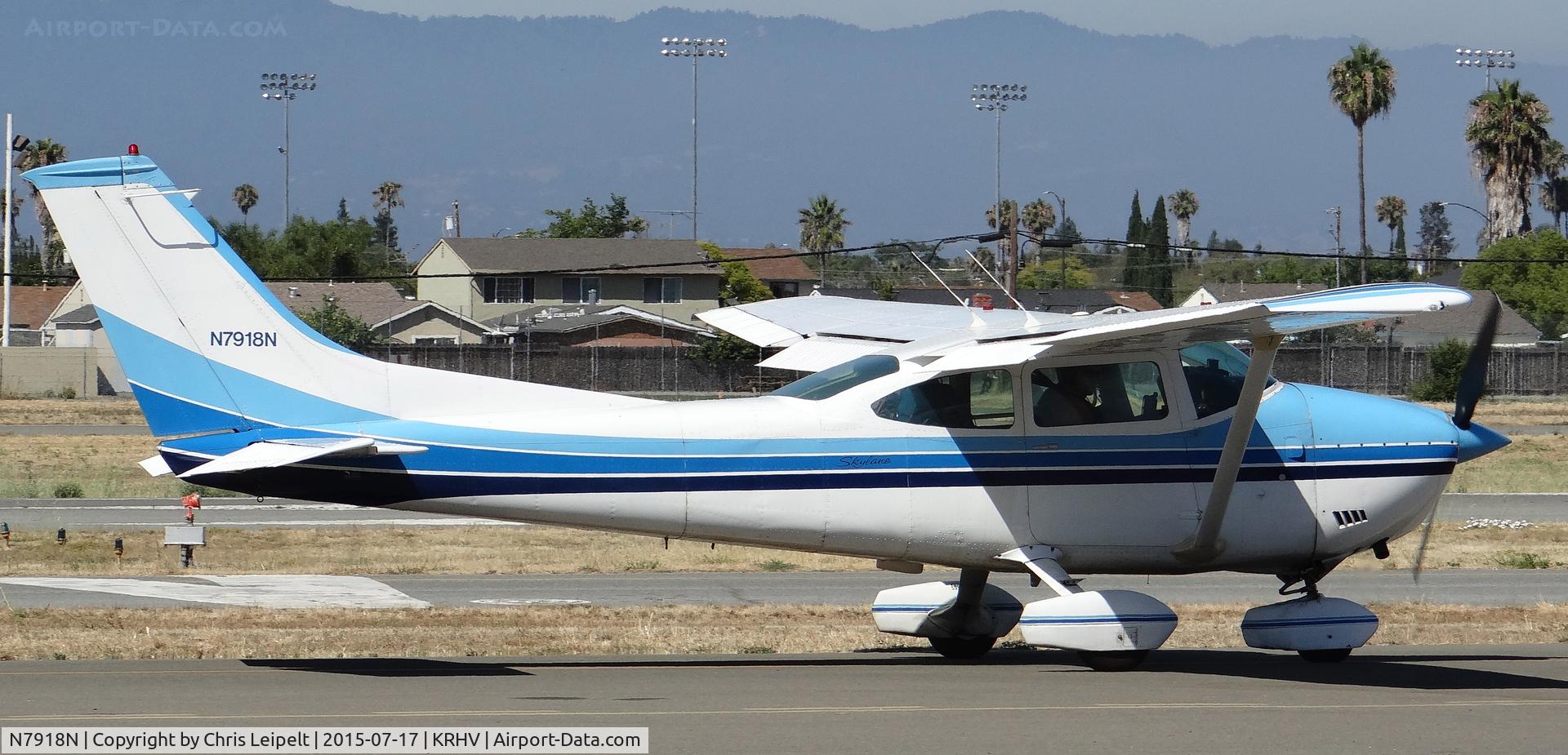 N7918N, 1974 Cessna 182P Skylane C/N 18263292, Locally-based 1974 Cessna 182P taxing out for deaprture at Reid Hillview Airport, San Jose, CA.