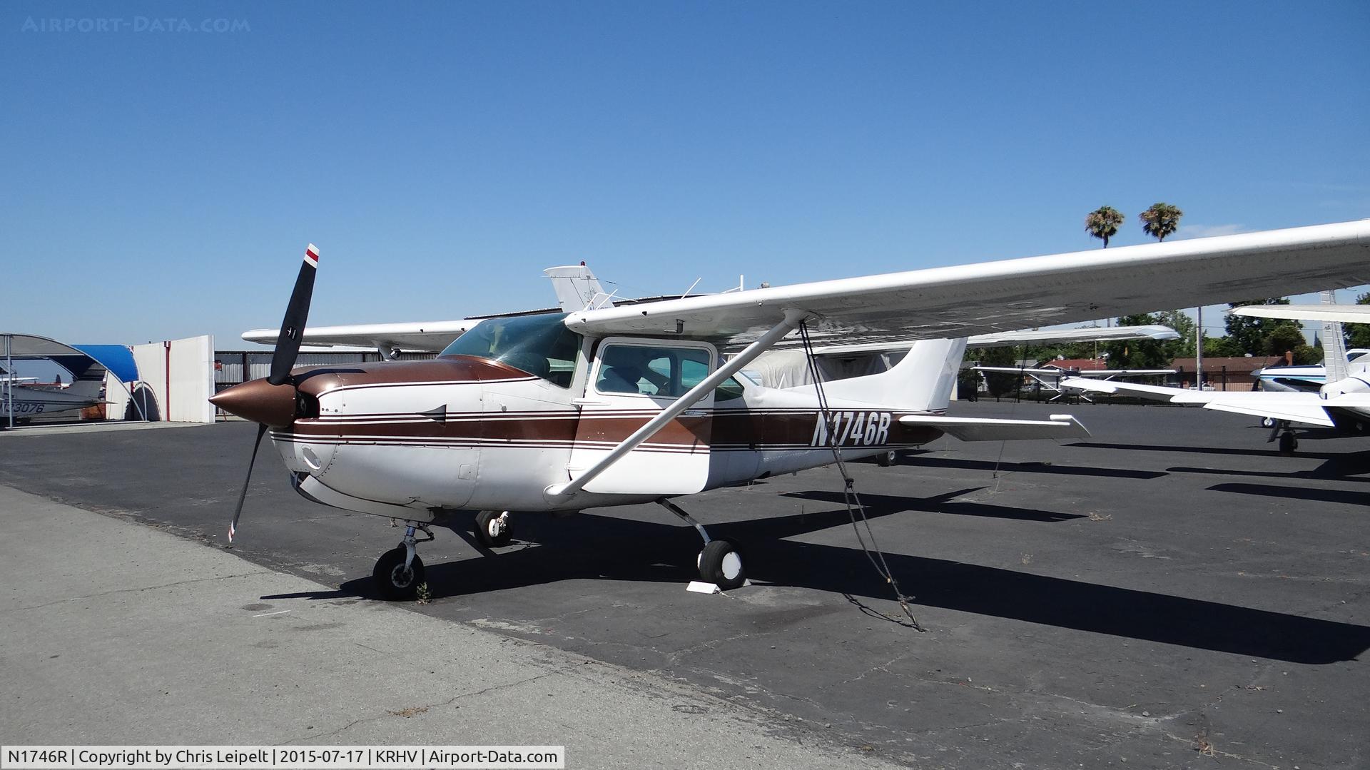 N1746R, 1978 Cessna R182 Skylane RG C/N R18200543, Locally-based 1978 Cessna 182RG (with open door to air out cabin) sitting at its usual tie down at Reid Hillview Airport, San Jose, CA.