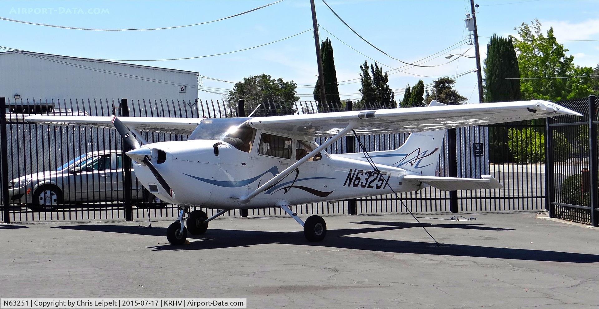 N63251, Cessna 172S C/N 172S10783, Christiansen Aviation LLC (Wilmington, DE) Cessna 172S visiting for light avionics maintenance at Reid Hillview Airport, San Jose, CA.