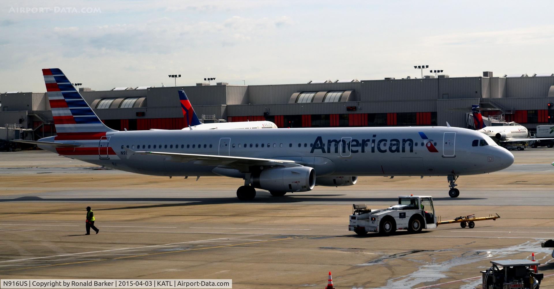 N916US, 2014 Airbus A321-231 C/N 6420, Pushback Atlanta