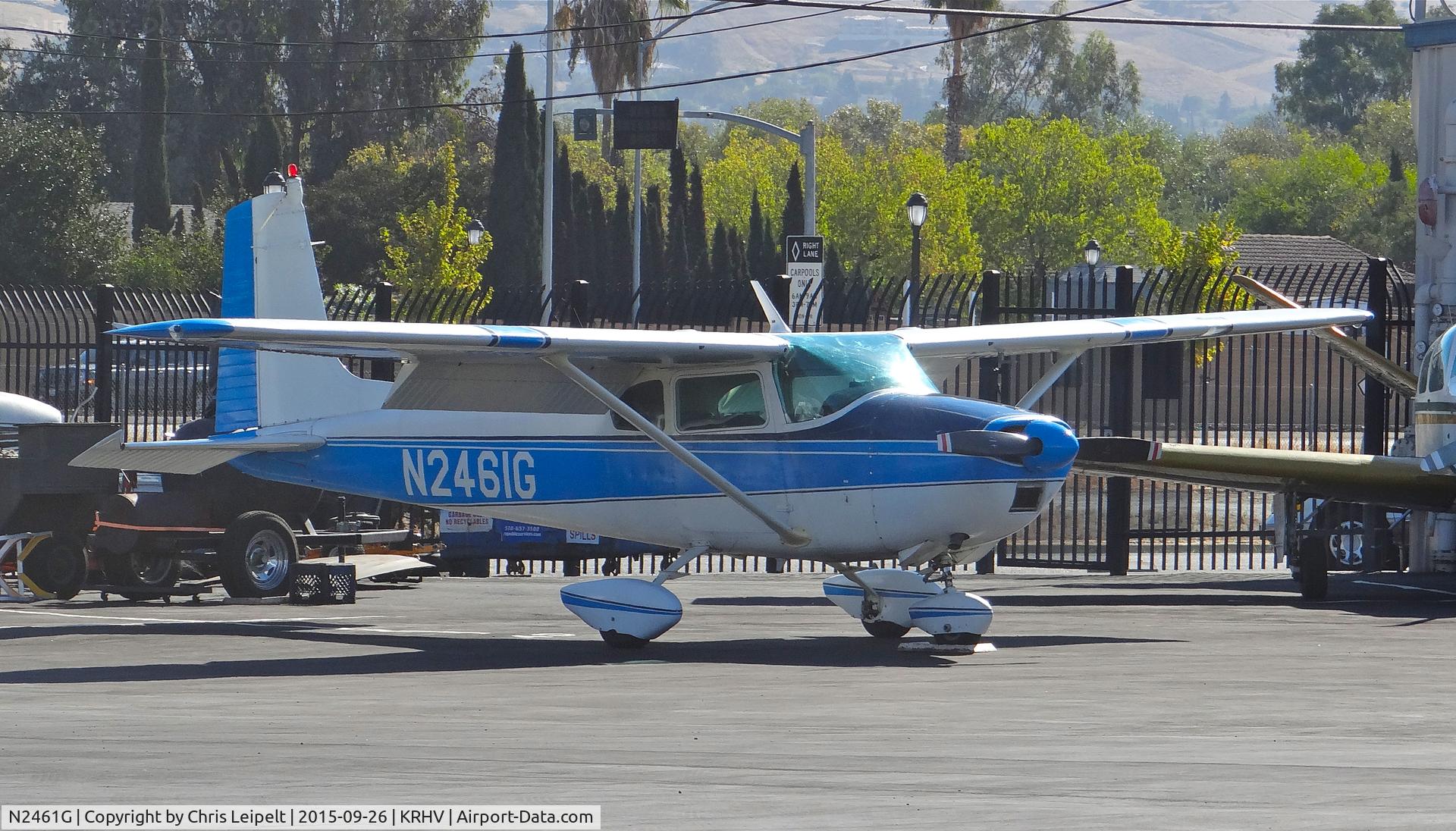 N2461G, 1959 Cessna 182B Skylane C/N 51761, Seven Hi Flying Club (Gilroy, CA) 1959 Cessna 182B parked in front of the Squadron 2 hangar for maintenance at Reid Hillview Airport, San Jose, CA.