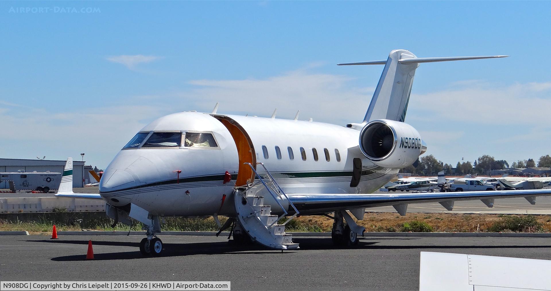 N908DG, 1988 Canadair Challenger 601-3A (CL-600-2B16) C/N 5018, Express Transportation Corp. (Millville, NJ) 1988 Challenger 600 sitting on the FBO ramp at Hayward Executive Airport, Hayward, CA.