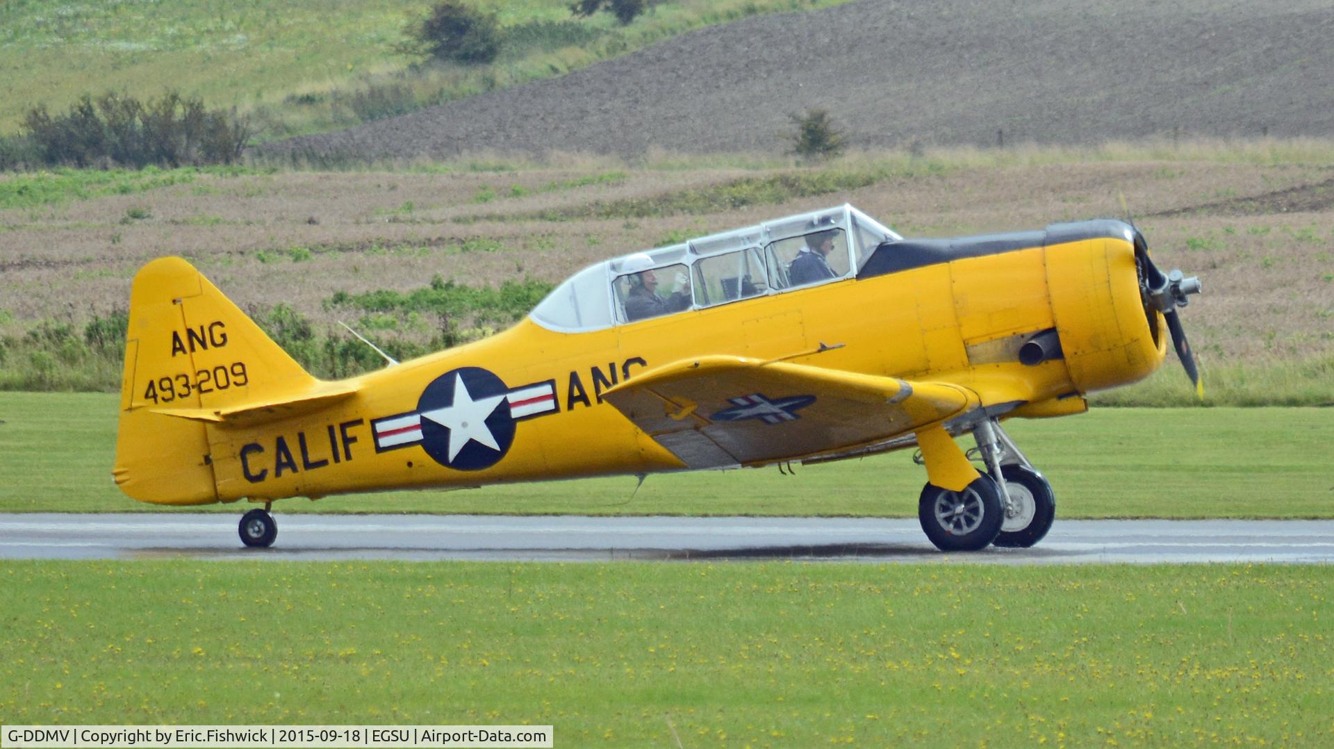 G-DDMV, 1952 North American T-6G Texan C/N 168-313, 2. G-DDMV on the eve of The Battle of Britain (75th.) Anniversary Air Show, Sept. 2015.