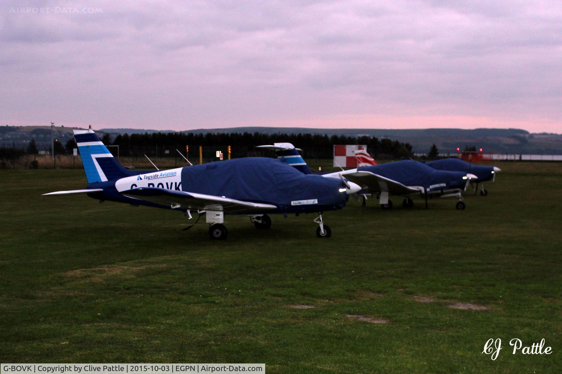 G-BOVK, 1985 Piper PA-28-161 Cherokee Warrior II C/N 28-8516061, A dusk shot - A Tayside Aviation line-up at Dundee Riverside Airport EGPN