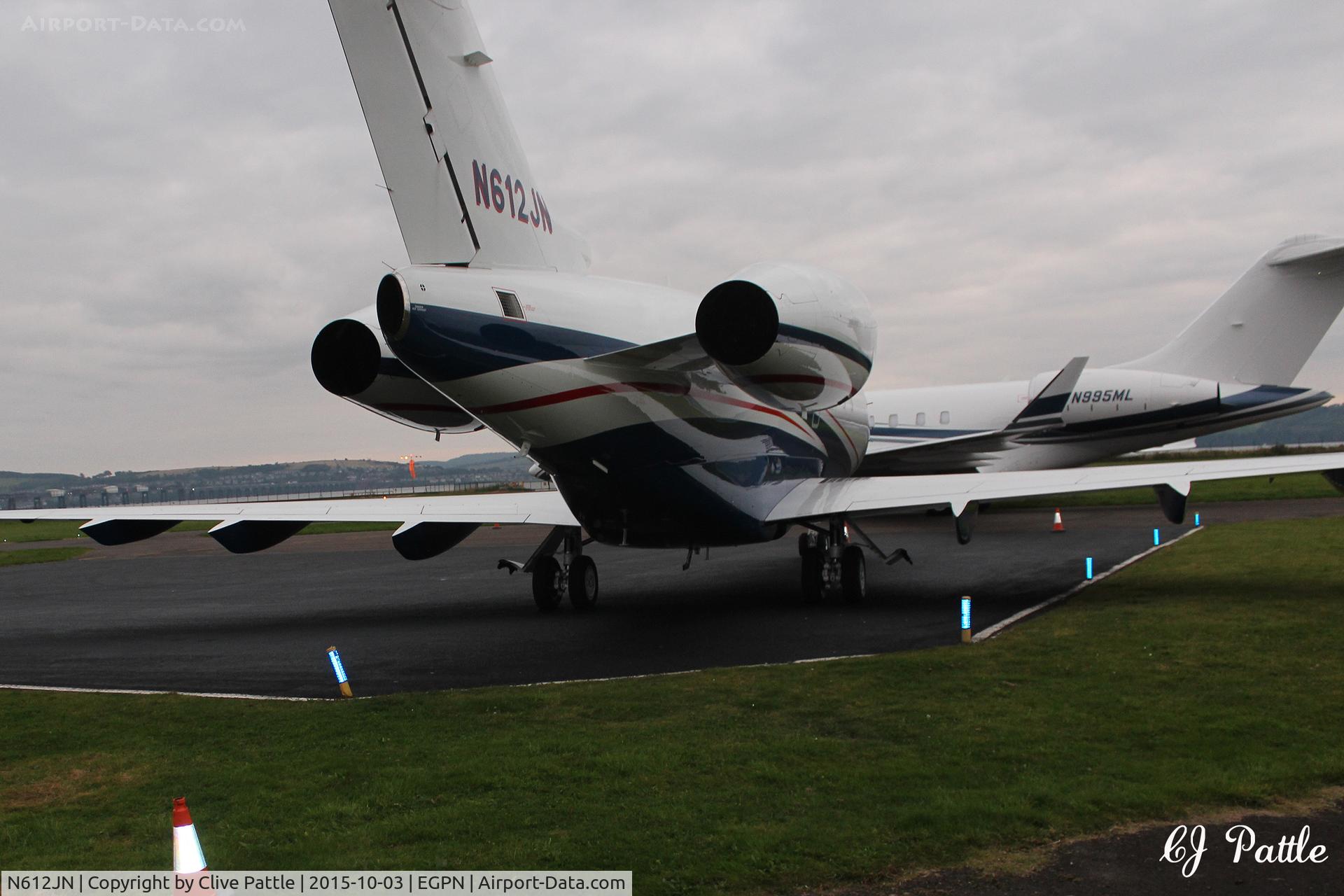 N612JN, Bombardier Challenger 300 (BD-100-1A10) C/N 20297, Tightly parked up at Dundee Riverside Airport EGPN during the Dunhill Golf Championships at nearby St Andrews