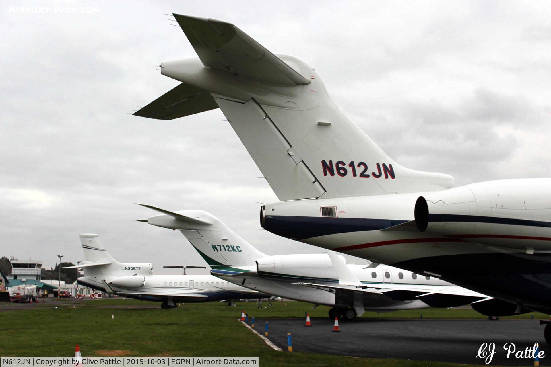 N612JN, Bombardier Challenger 300 (BD-100-1A10) C/N 20297, Tightly parked up at Dundee Riverside Airport EGPN during the Dunhill Golf Championships at nearby St Andrews