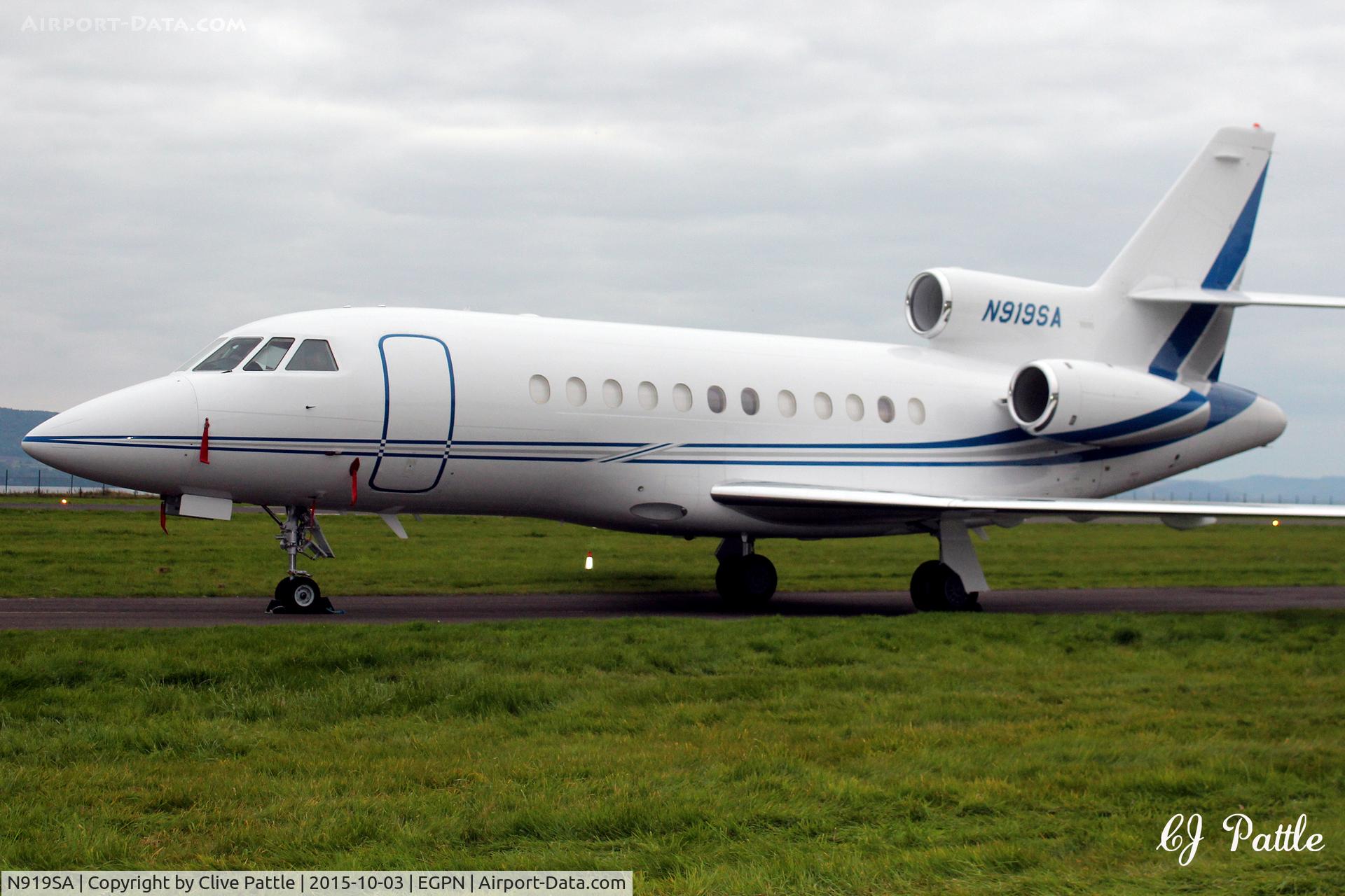 N919SA, 2003 Dassault Falcon 900EX C/N 124, Parked up on the north taxiway at Dundee Riverside Airport EGPN during the Dunhill Golf Championships at nearby St Andrews