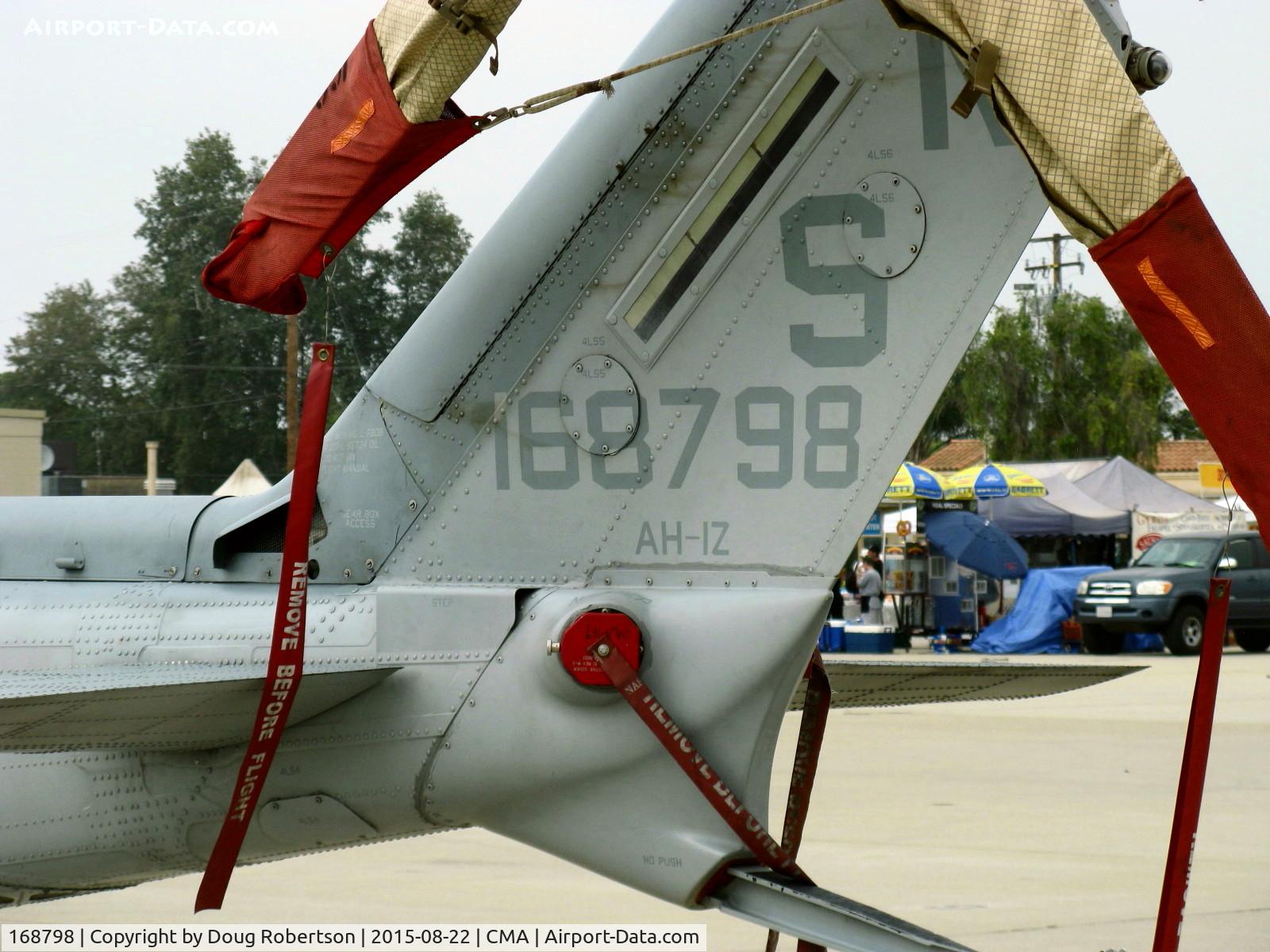 168798, Bell AH-1Z Viper C/N 59038, BELL AH-1Z VIPER (ZULU COBRA), two General Electric T700-GE-401C Turboshafts, 1,800 shp each max 2 minutes, Vne 255 mph, of USMC. Armament: guns, rockets, missiles. Tail data