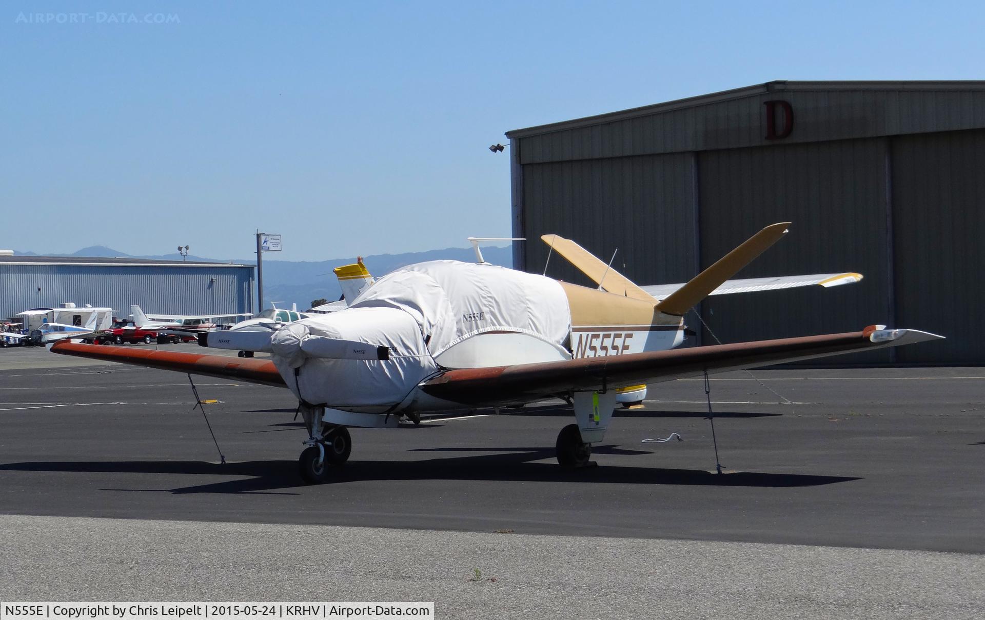 N555E, 1959 Beech K35 Bonanza C/N D-5845, Locally-based 1959 Beechcraft K35 Bonanza sitting on the Aerodynamic Aviation ramp at Reid Hillview Airport, San Jose, CA.