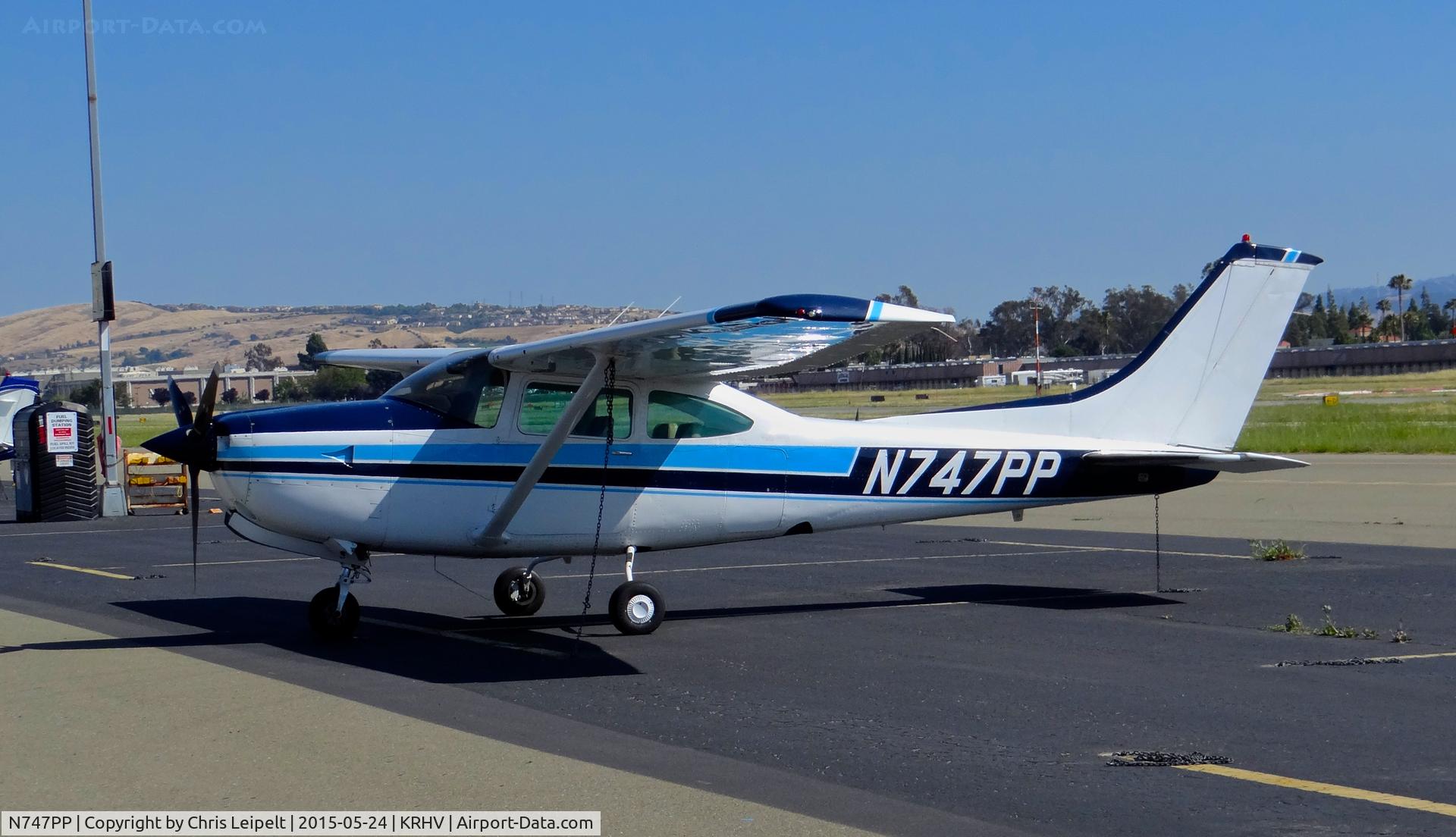 N747PP, 1980 Cessna 182R Skylane C/N R18201587, CP Aviation Inc. (Santa Paula, CA) 1980 Cessna 182R sitting on the transient ramp at Reid Hillview Airport, San Jose, CA.