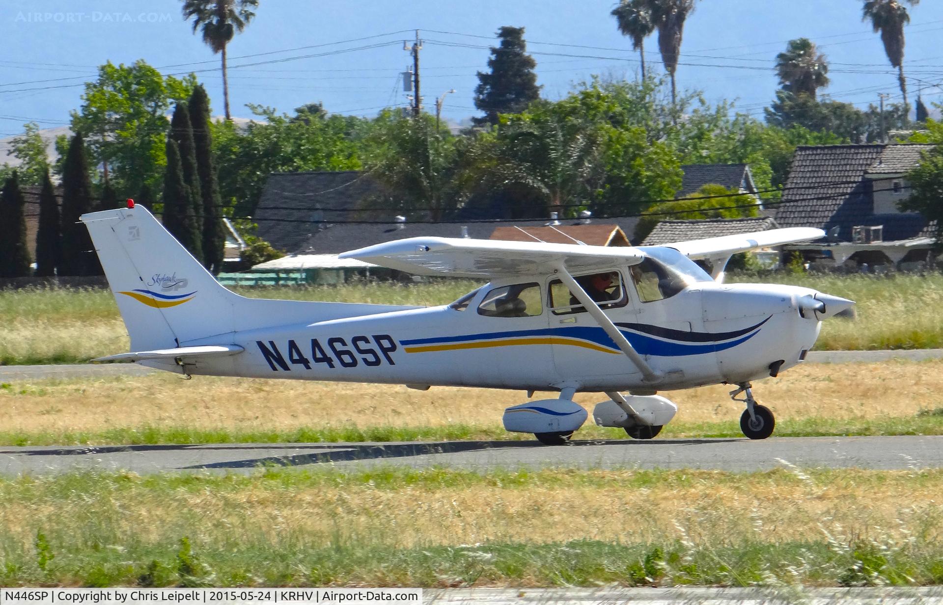 N446SP, 1999 Cessna 172S C/N 172S8310, Locally-based 1999 Cessna 172S landing runway 31R at Reid Hillview Airport, San Jose, CA.