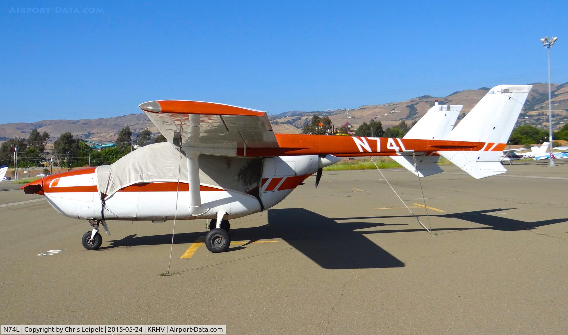 N74L, 1977 Cessna 337G Super Skymaster C/N 33701814, Locally-based 1977 Cessna 337G sitting at the south tie downs at Reid Hillview Airport, San Jose, CA.